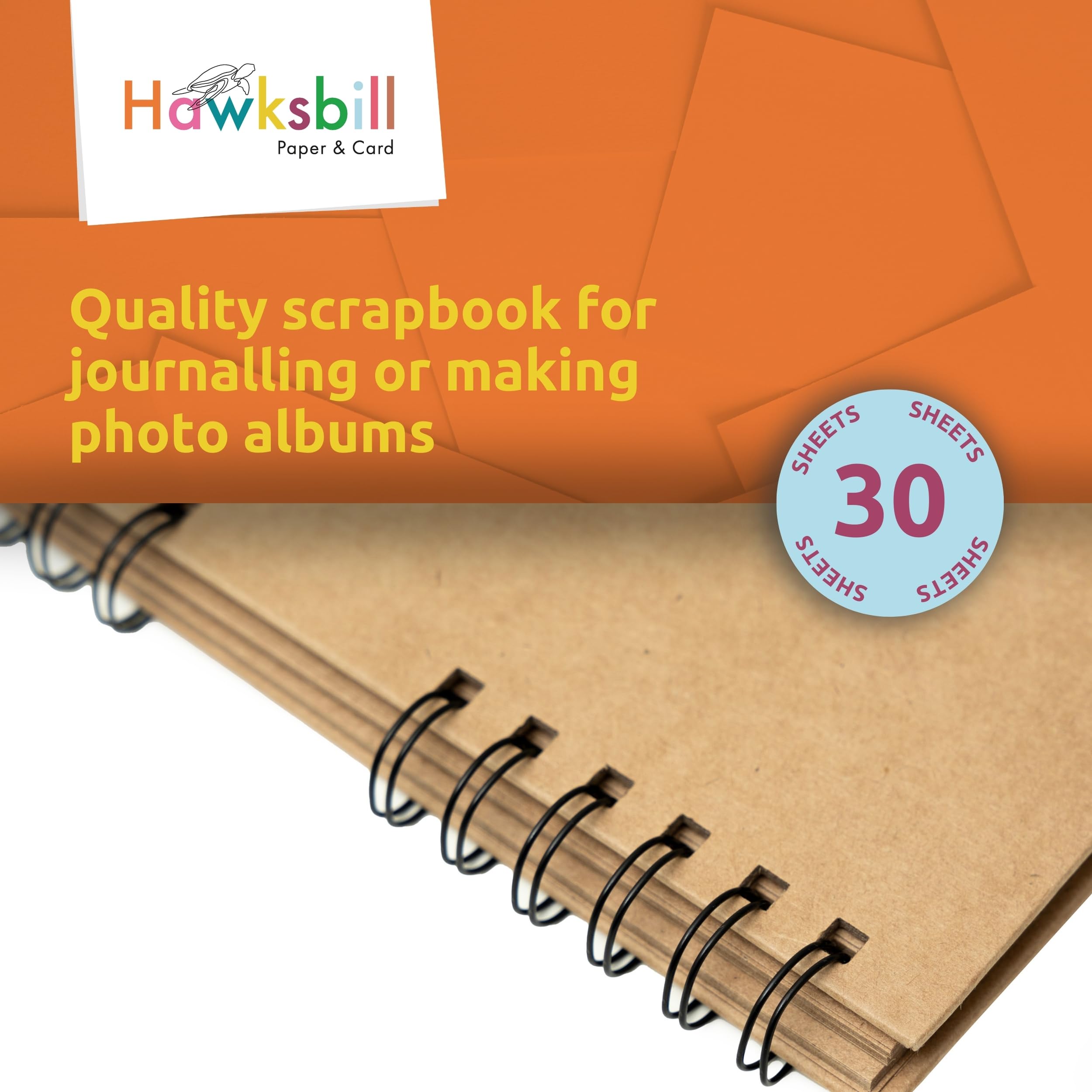 Hawksbill Brown Kraft Scrapbook Photo Album - 60 Pages | 12' X 12' Spiral Bound 6