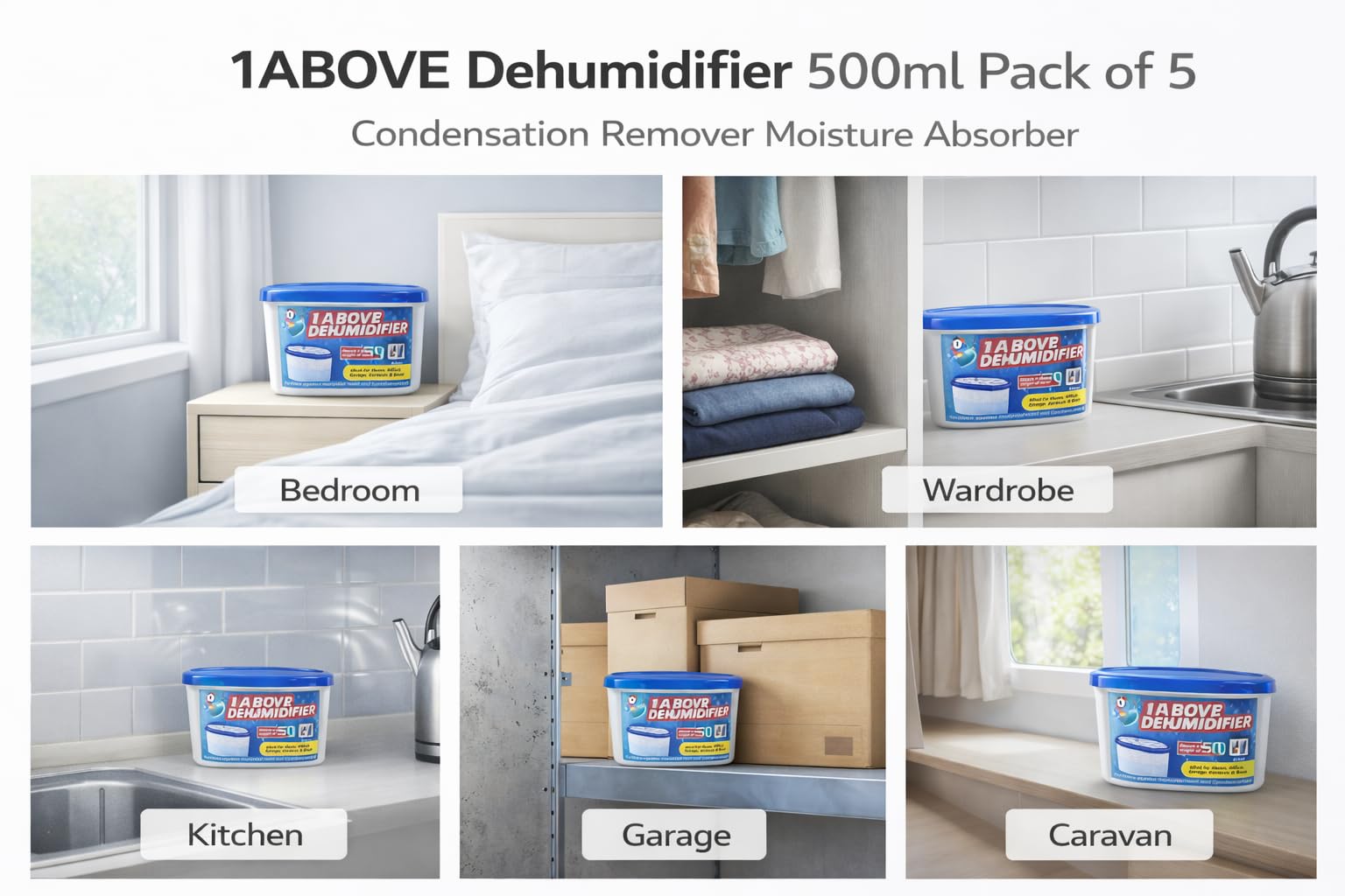 1ABOVE Dehumidifier - 500ml Capacity, Pack of 5 | Portable, Quiet Operation 9