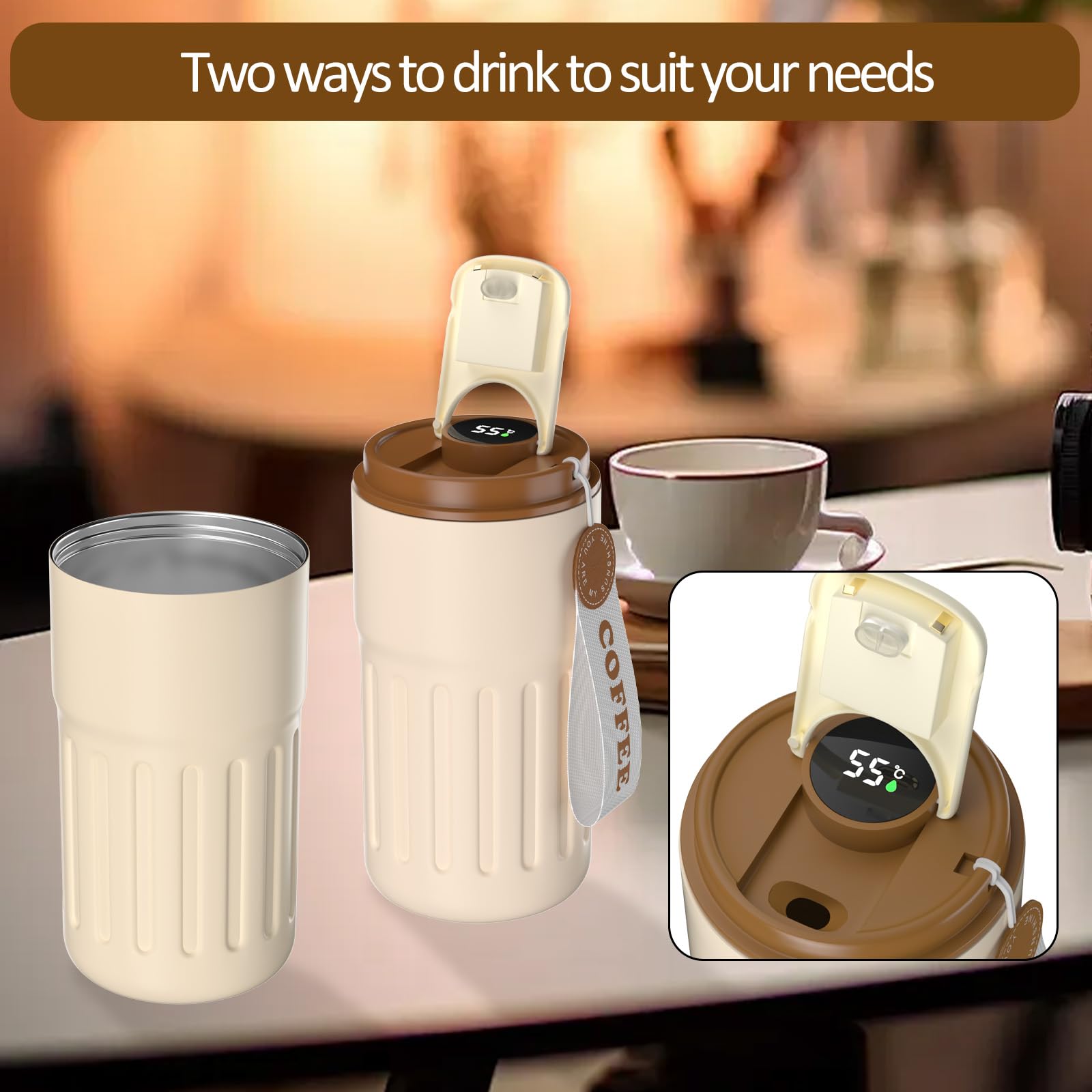 Homealexa Insulated Travel Mug with Temperature Display | 316/304 Stainless Steel | 410 ml 6