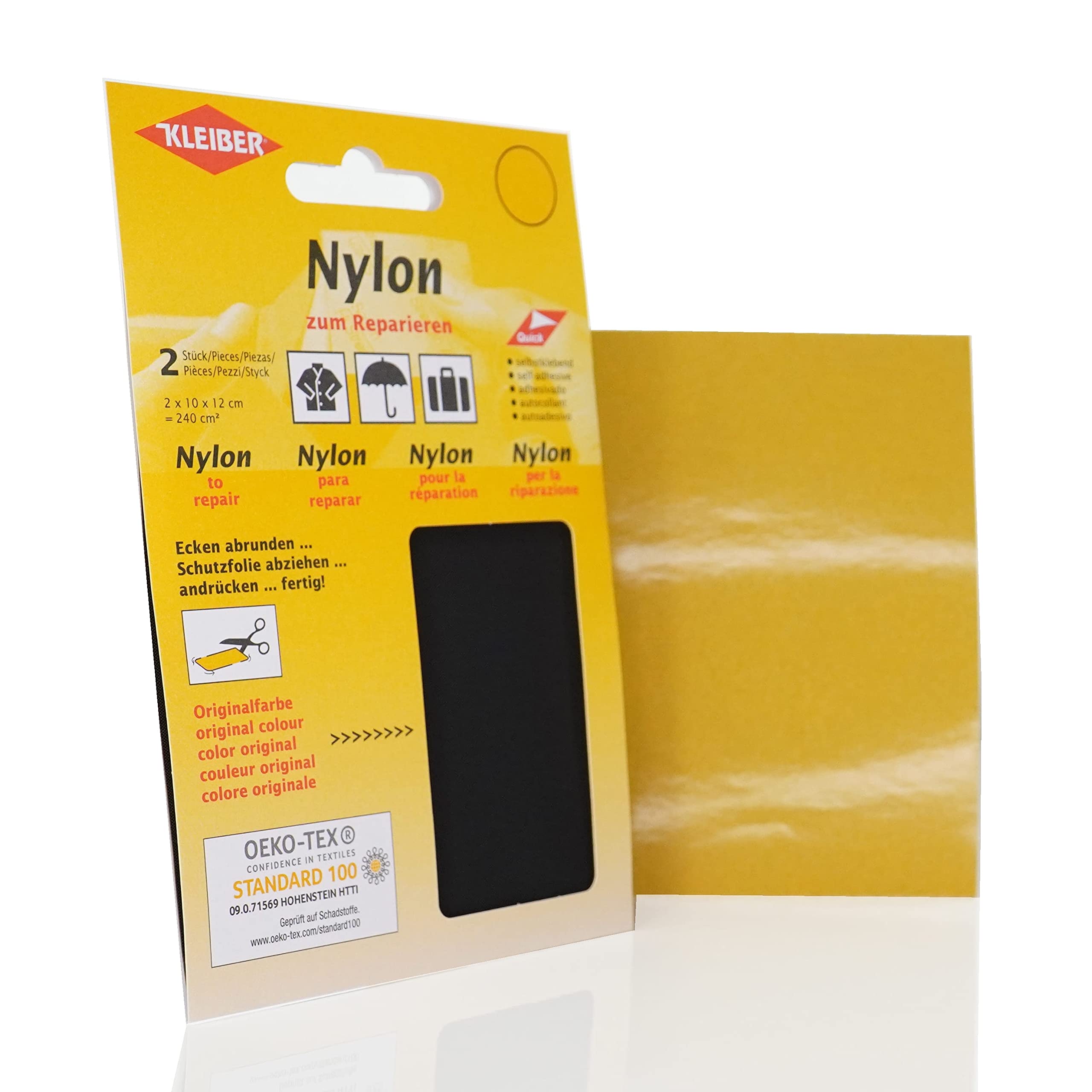 Kleiber Self Adhesive Waterproof Nylon Repair Patches - Black, 2 Pack, 12 x 10 cm 4