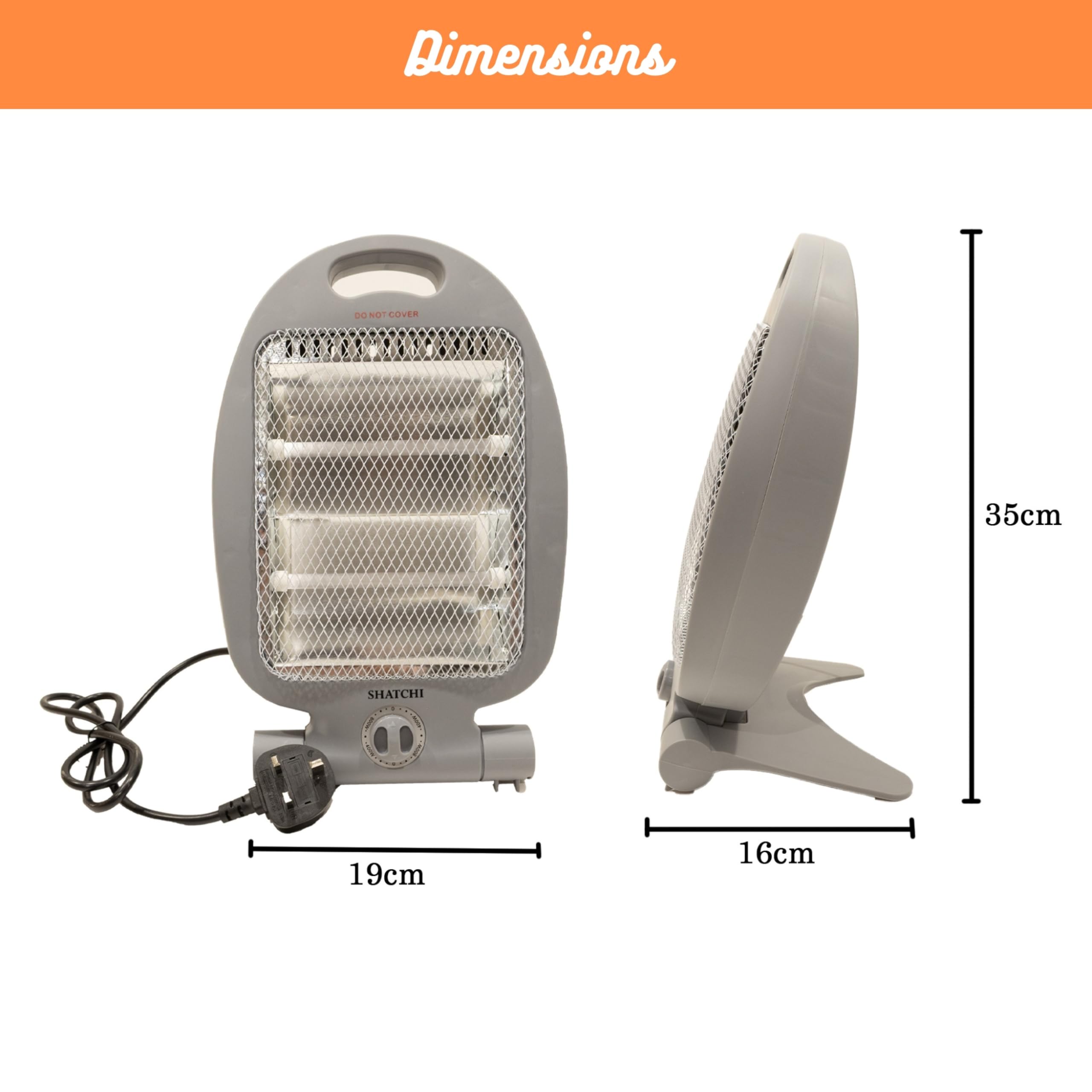 SHATCHI 800W Halogen Heater - Portable Quartz with 2 Heat Settings (400W/800W) | White Quartz 8