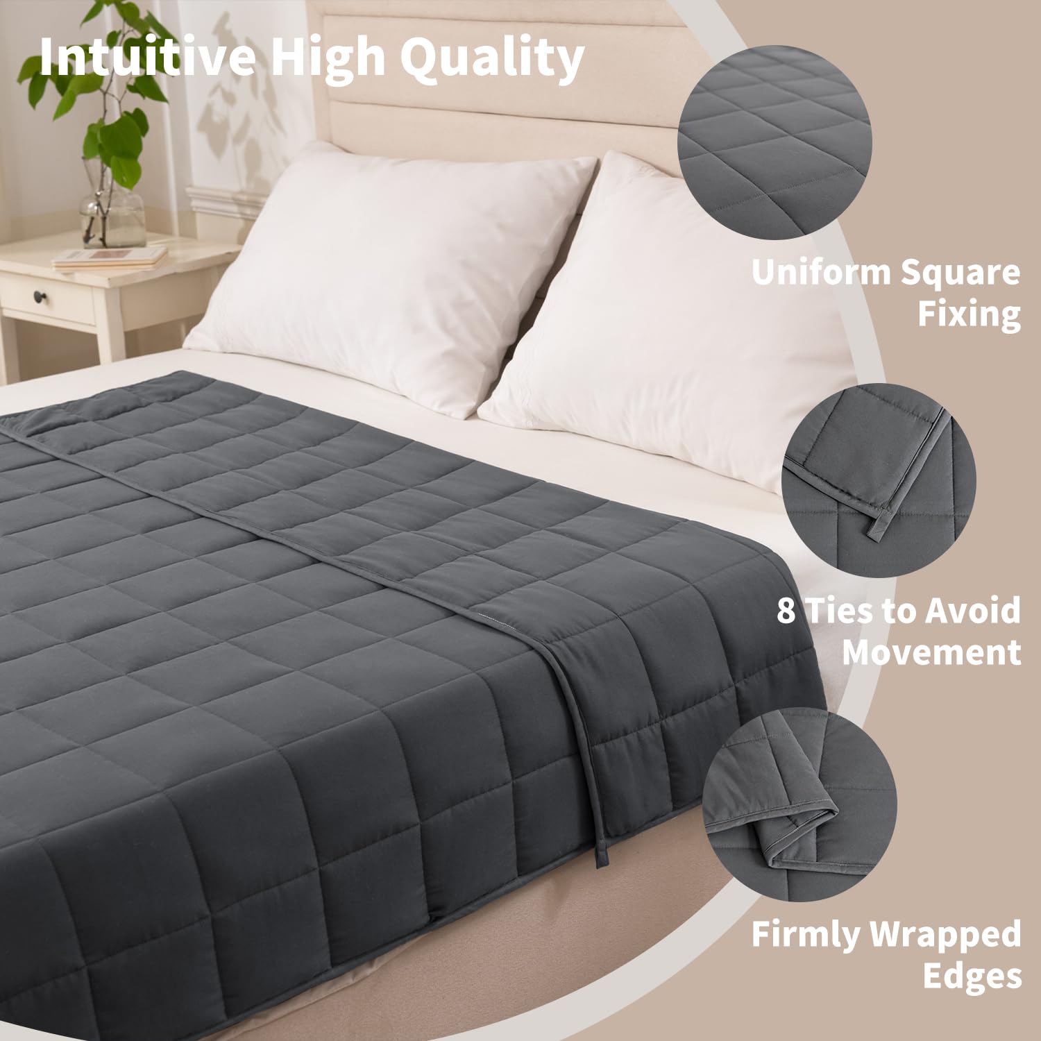 Good Nite Weighted Blanket for Stress Relief - 8 kg, 150 x 200 cm, Grey 2