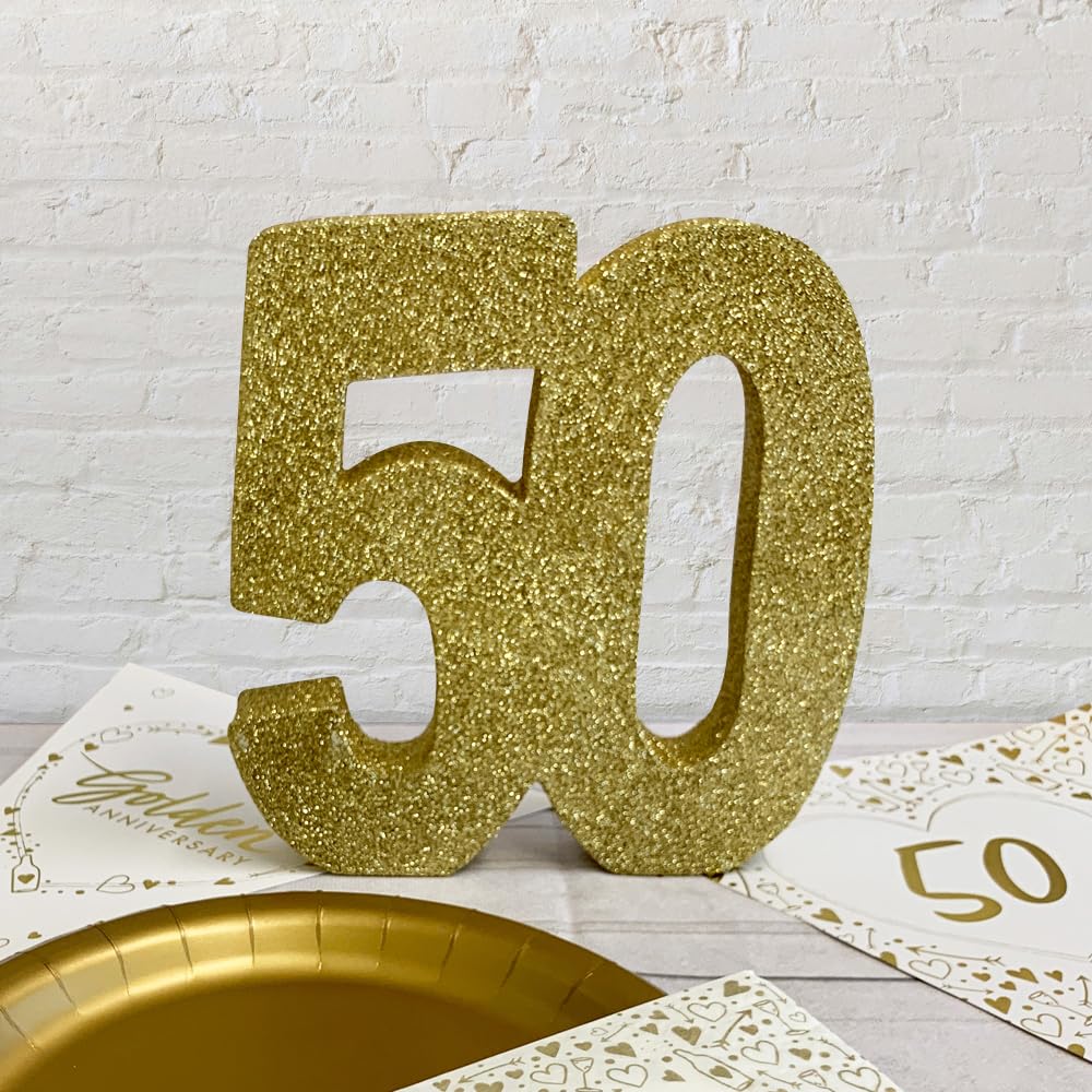 Anniversary House H104 Gold Glitter Number 50 Table Decoration - 1 Pc | 20cm Size 6