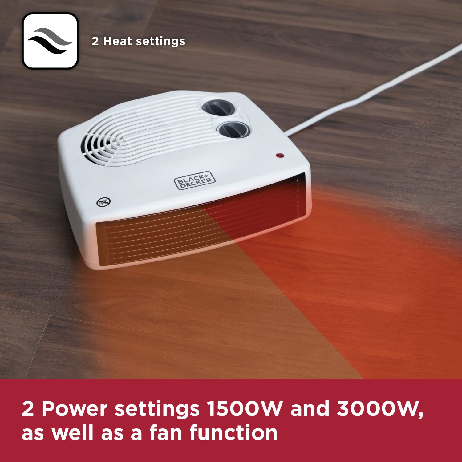 BLACK+DECKER Fan Heater with Climate Control - 3kW Power | 15-35°C Range | Portable 4