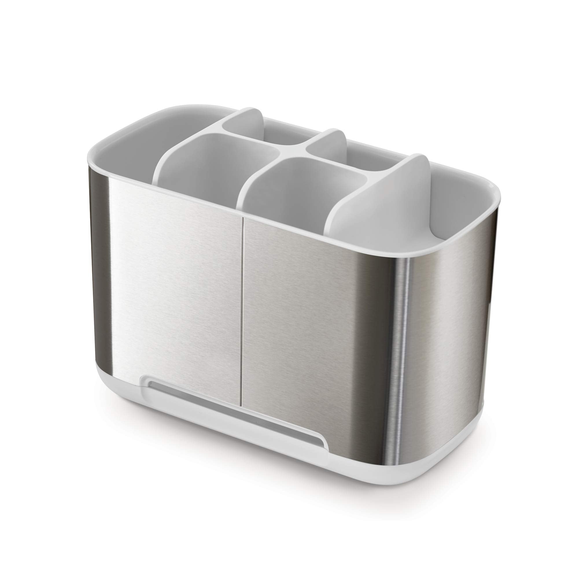 Joseph Joseph Easy-Store Large Toothbrush Holder Caddy - White/Steel | Ventilated & Fingerprint-Resistant 4