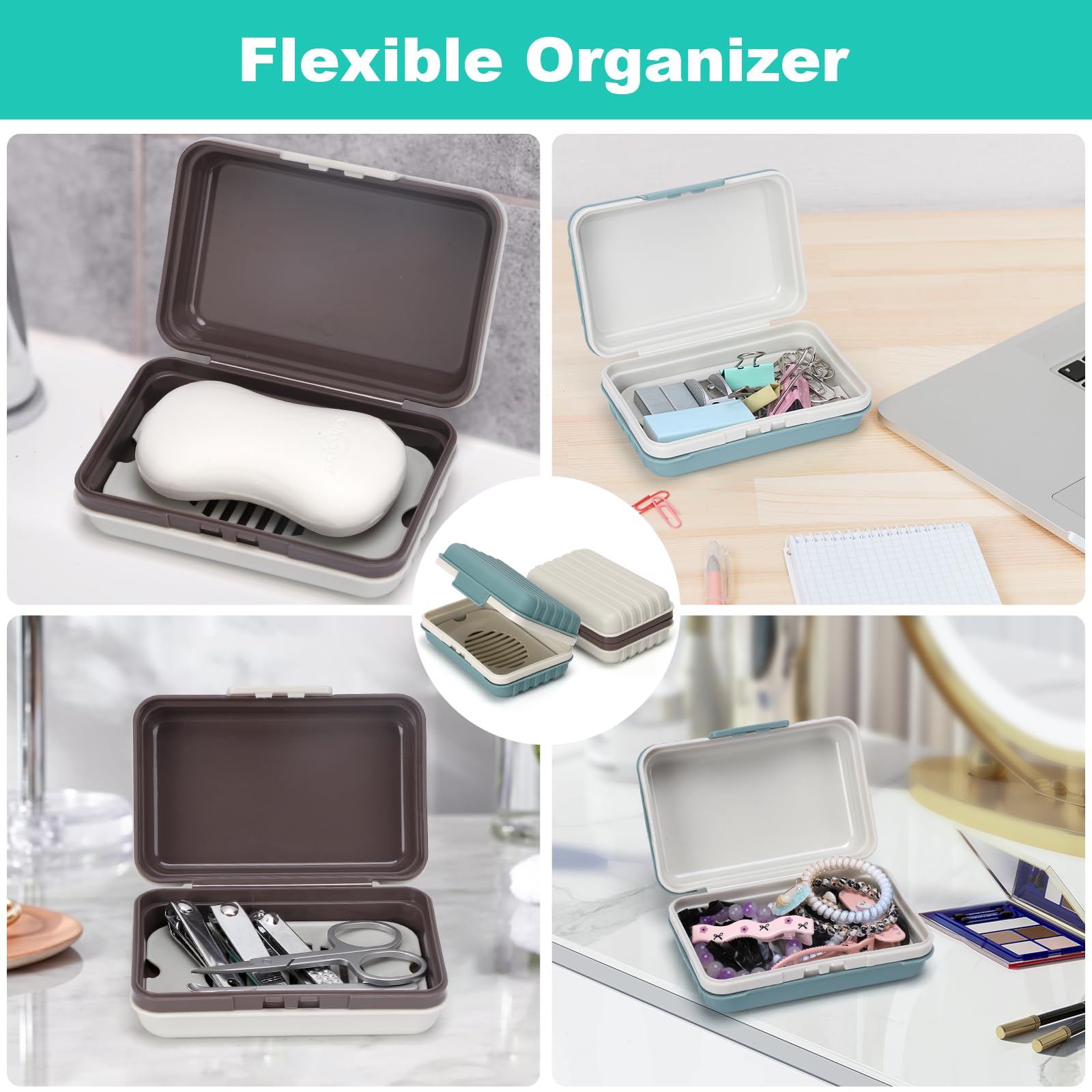 Alyvisun 2 Pcs Travel Soap Case with Lid - Leakproof Design | Removable Draining Board | PP Material 6