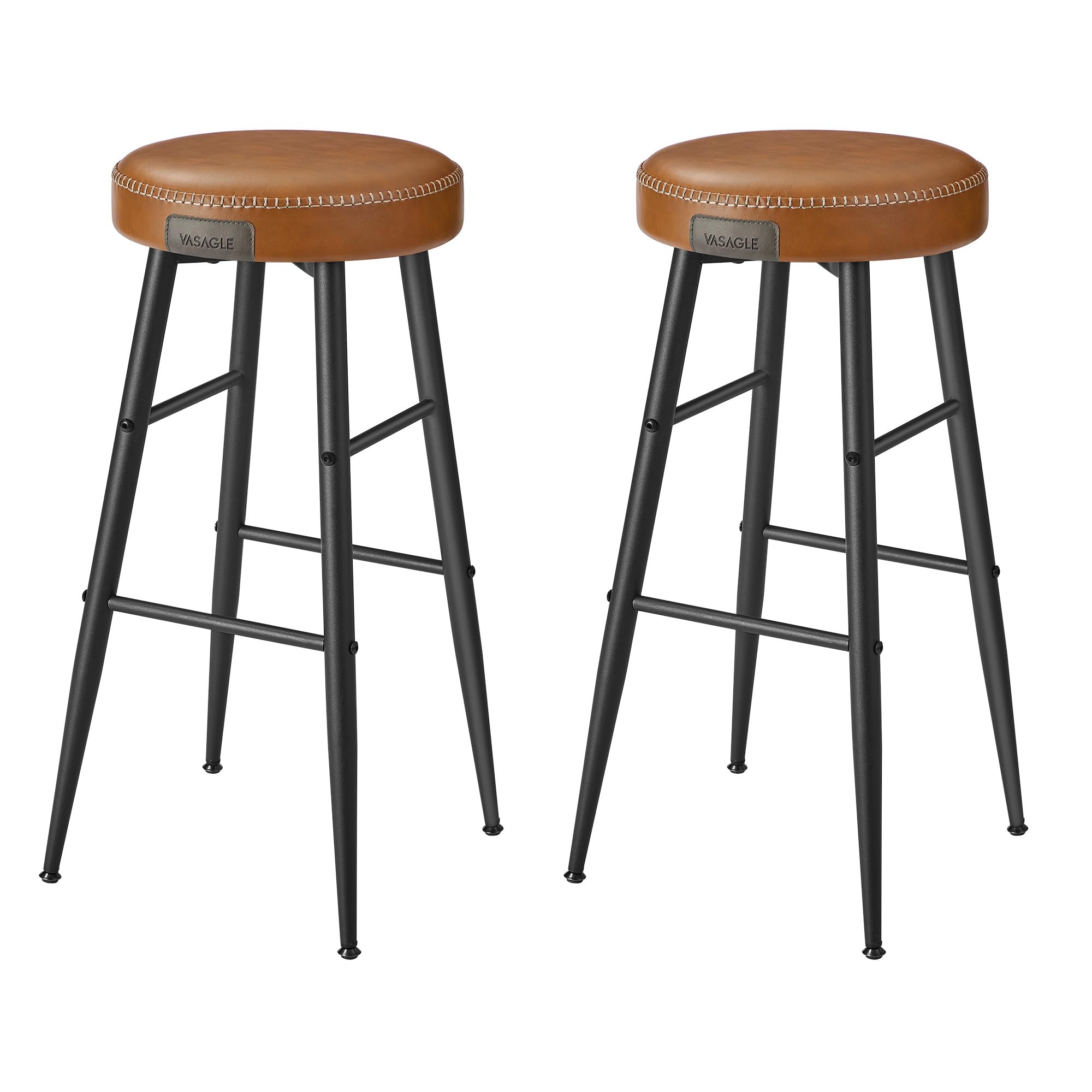 VASAGLE EKHO Collection Bar Stools Set of 2 - Caramel Brown | 51.6cm D x 76.2cm H 1