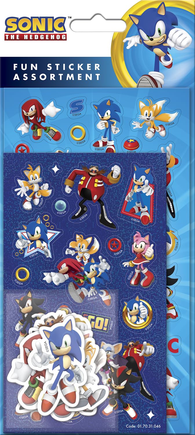 Paper Projects Sonic The Hedgehog Sticker Assortment Pack - 50 Pieces | Foiled & Die-Cut Stickers