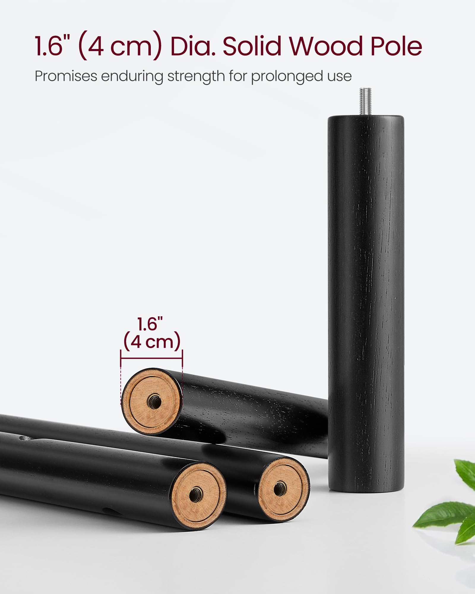 VASAGLE Freestanding Solid Wood Coat Rack | Adjustable Height | Ink Black | Holds 24 kg 4