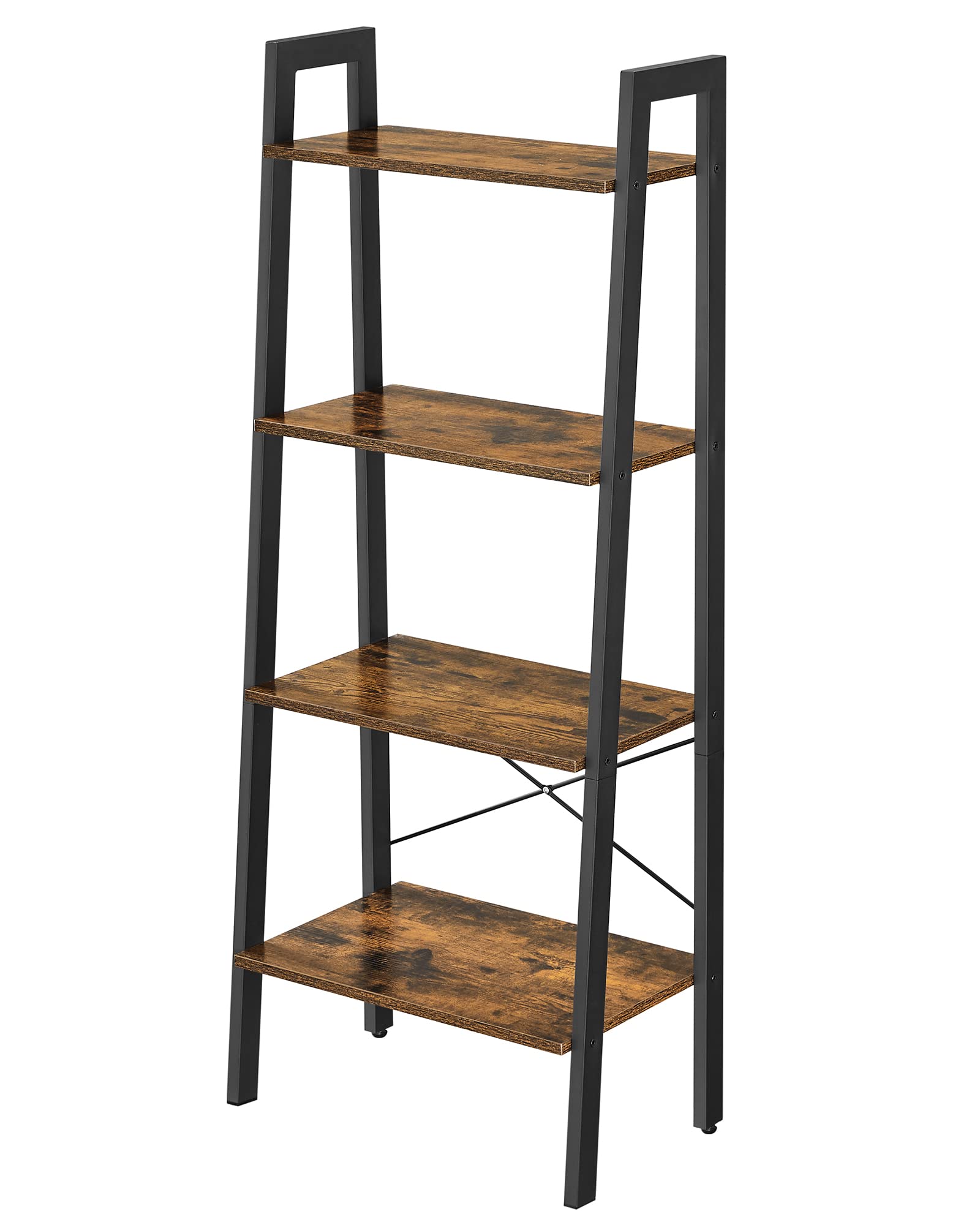 VASAGLE Ladder Shelf - 4-Tier Industrial Storage Rack | Rustic Brown & Black | 56 cm Wide 1