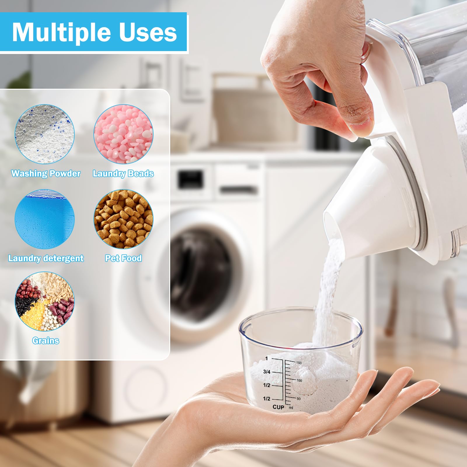 Woobroo 2.3L Airtight Laundry Detergent Dispenser - Dust-Free & Spill-Free Storage | 2300ml Capacity 7