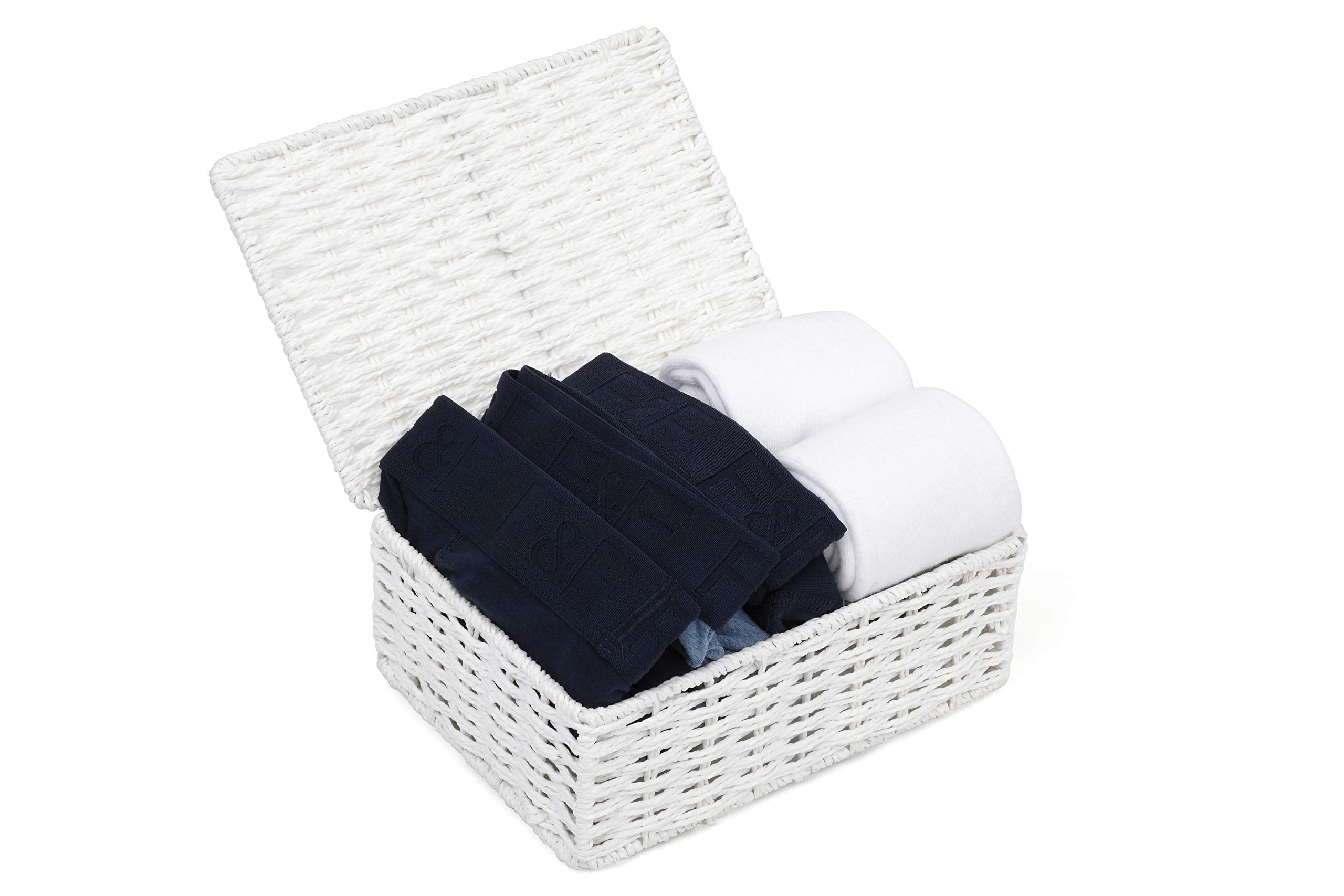 ARPAN Paper Rope Shelf Basket with Lid - Small | Stackable Storage | Natural Color 7
