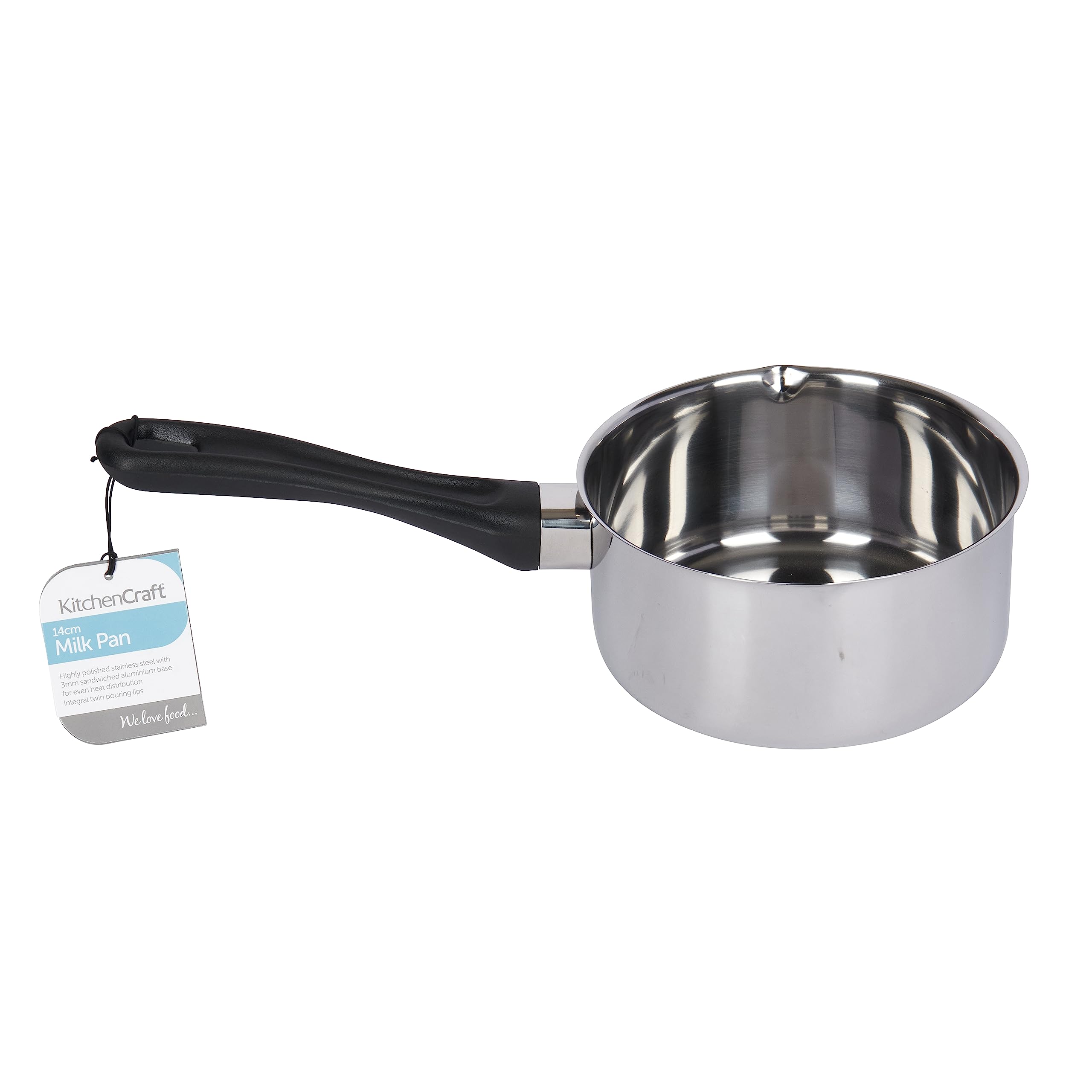 KitchenCraft Stainless Steel Milk Pan with Pouring Lip | 14cm Diameter | Induction Compatible 2