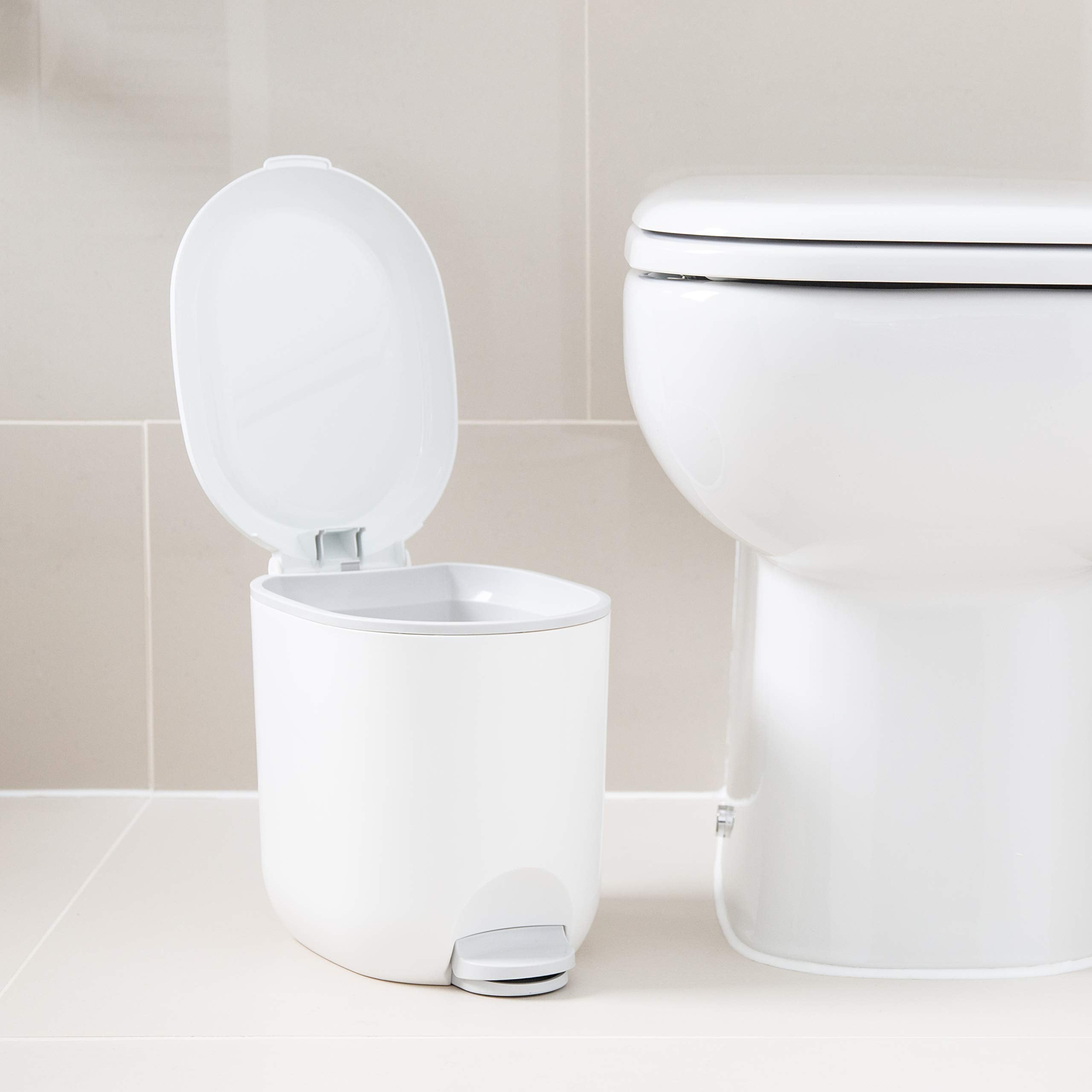 Addis 518503 Premium Deluxe Bathroom Pedal Bin with Inner Bucket | 3.5 Litre | White Grey 5