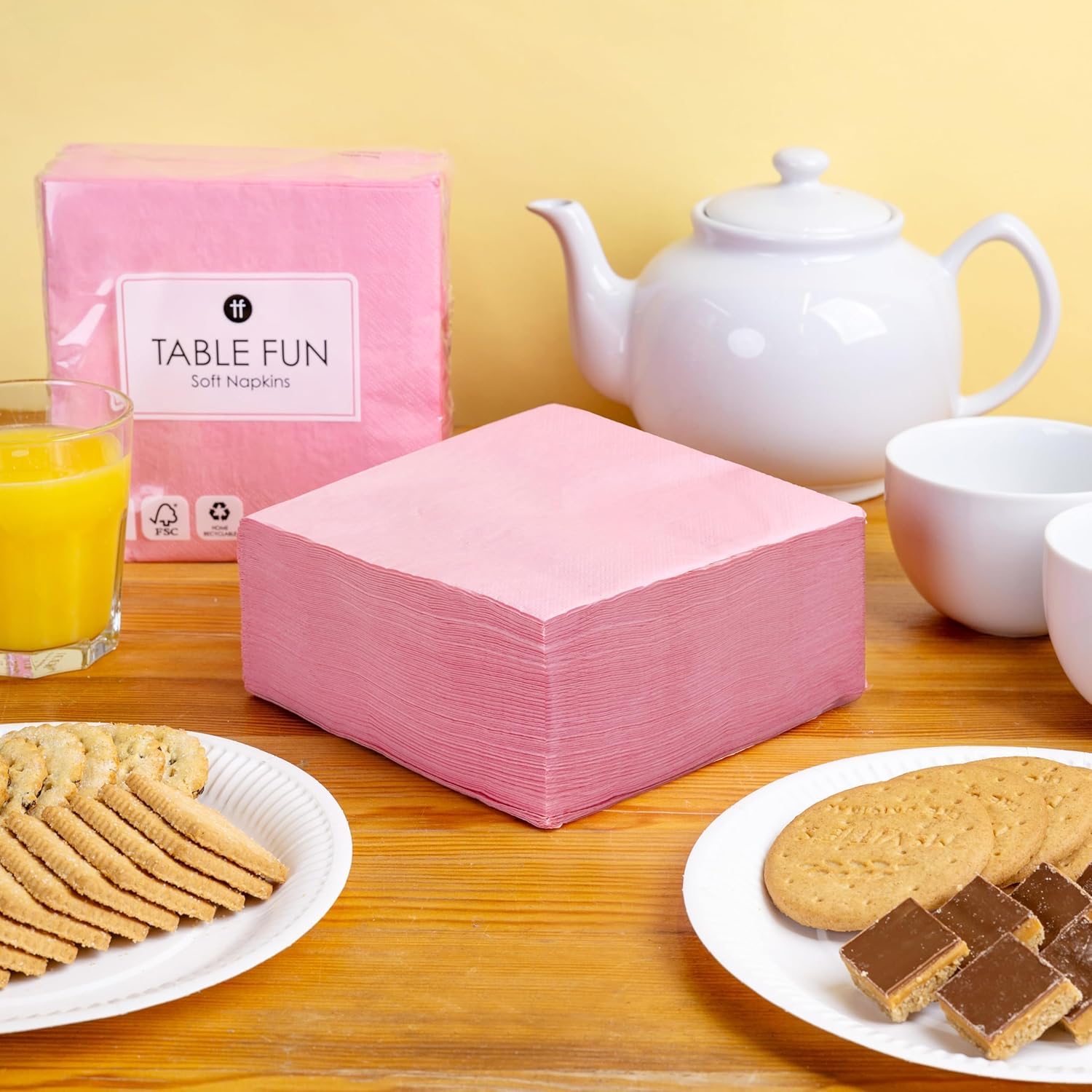 Talking Tables Soft Pink Paper Napkins - 100 Count, 2-Ply, 33cm Unfolded | Recyclable 4