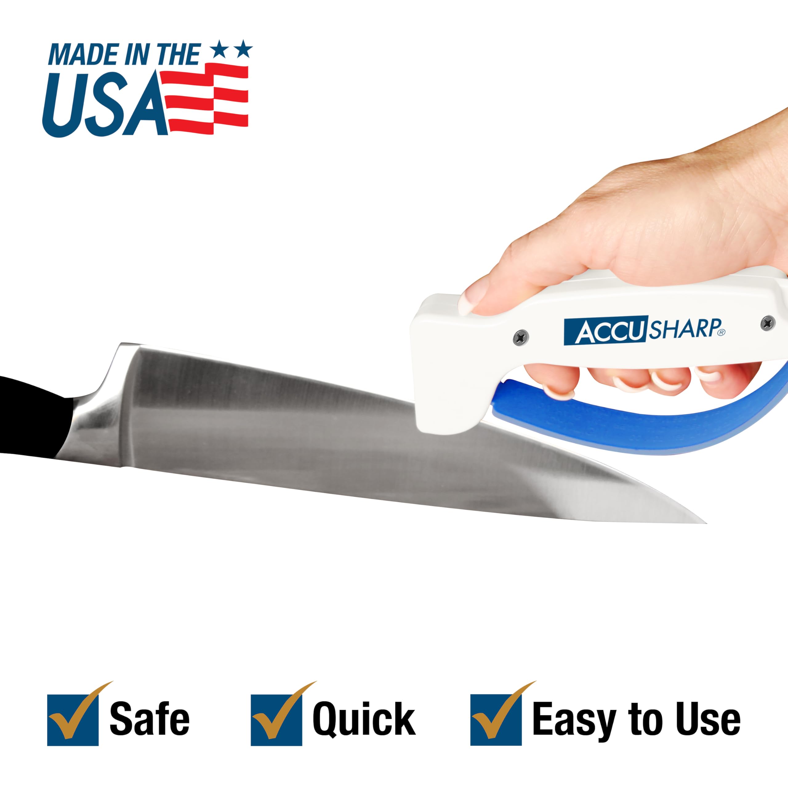 ACCUSHARP Manual Knife Sharpener - Diamond-Honed Tungsten Carbide | Blue & White 5