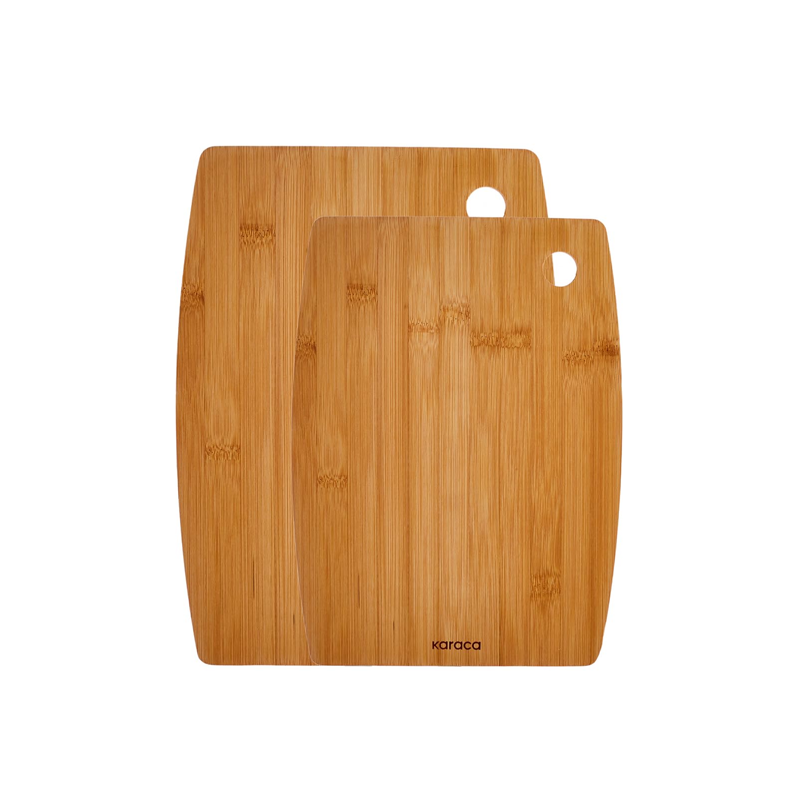 KARACA Bade Bamboo Chopping Board Set - 2-Piece Wooden Cutting Board, Large & Small 1