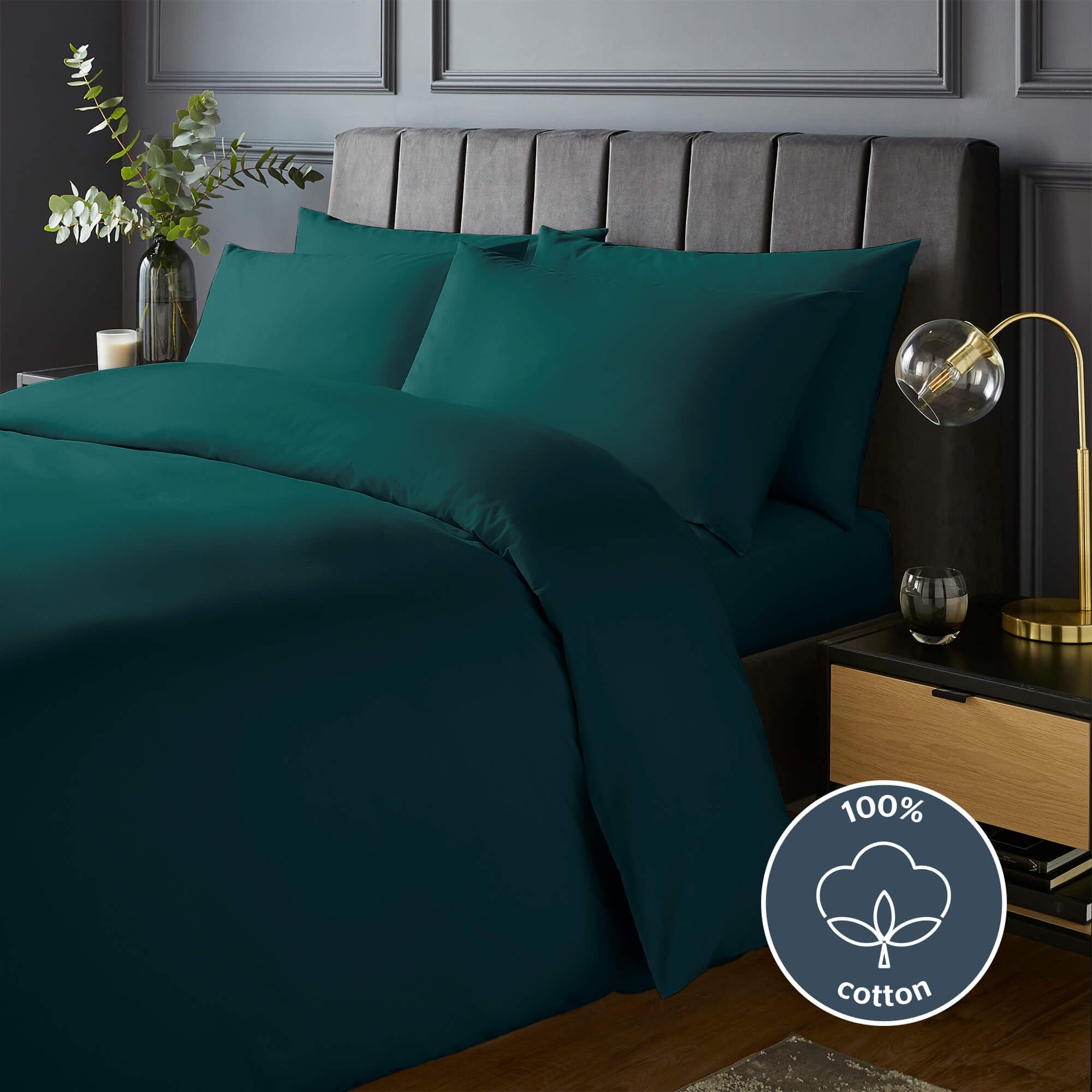 Silentnight Pure Cotton Duvet Set - 200 Thread Count Percale | King Size | Teal 2
