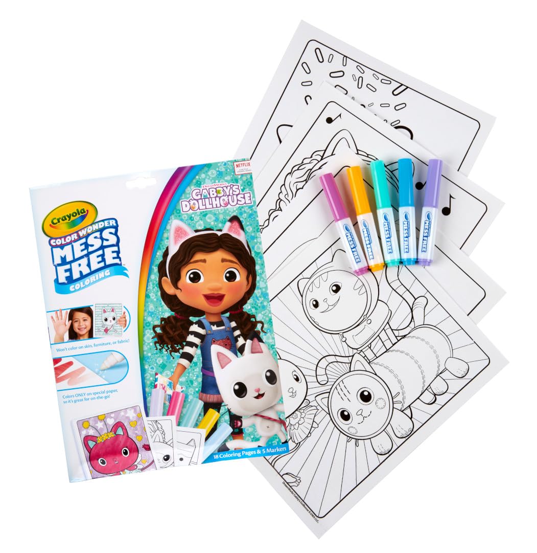 CRAYOLA Color Wonder - Gabby's Dollhouse Mess-Free Colouring Book | 18 Pages, 5 Markers 7