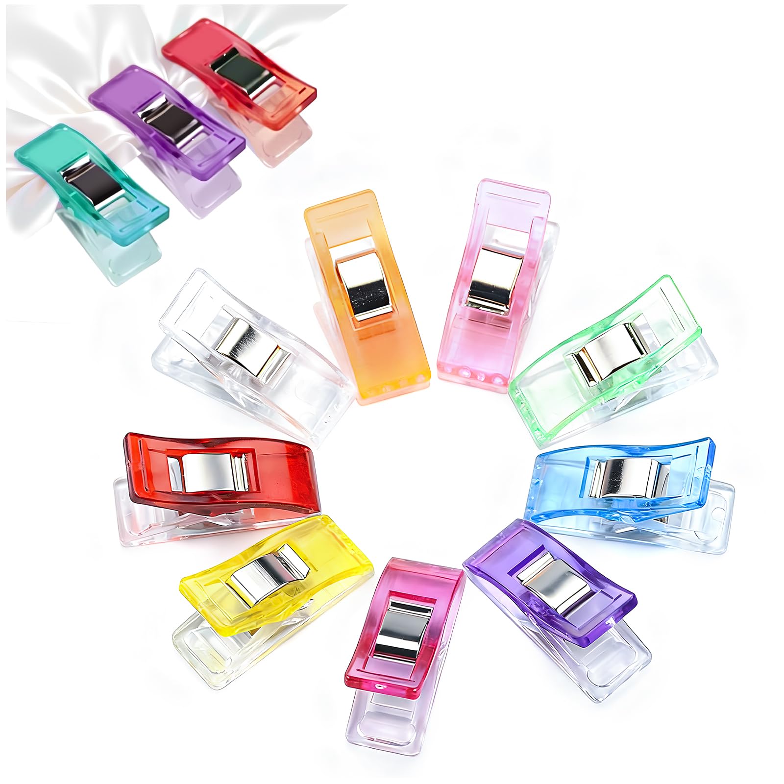 Vonsera Quilting Crafting Clips - 100 Pcs Plastic & Metal, Colorful, Non-Slip Grip 5