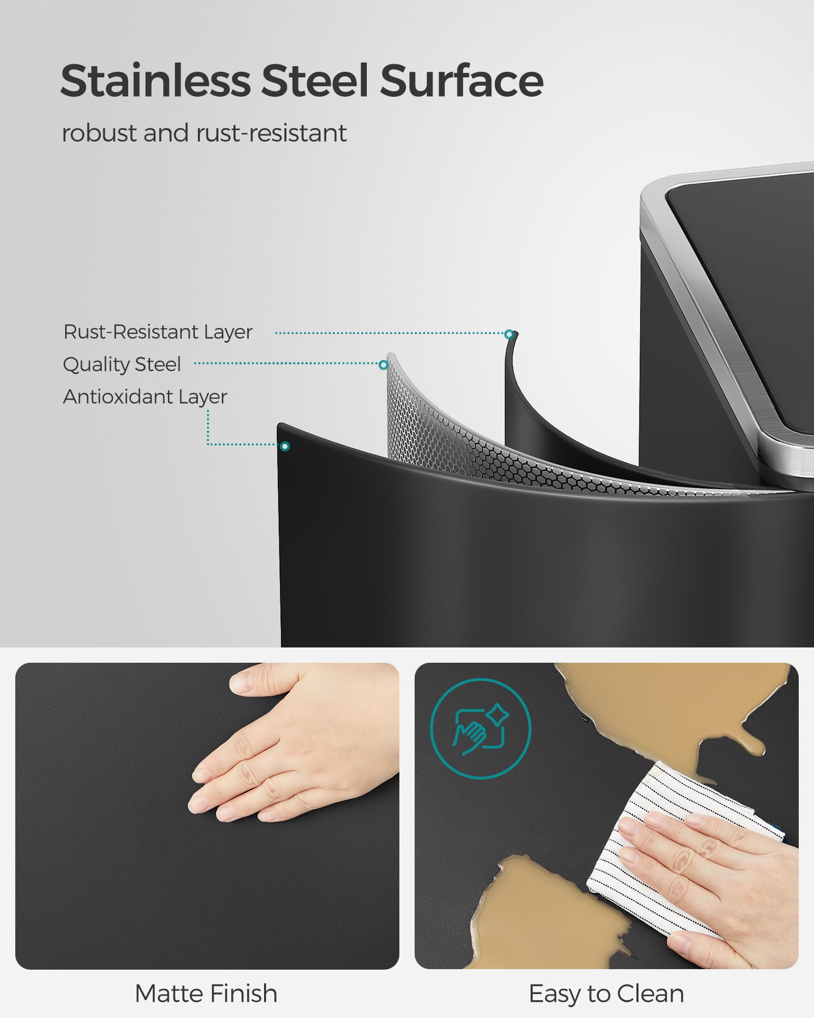 SONGMICS Dual Rubbish Bin - 2 Compartment Recycling Bin with Pedals | 2 x 30 L | Black LTB60BK 4