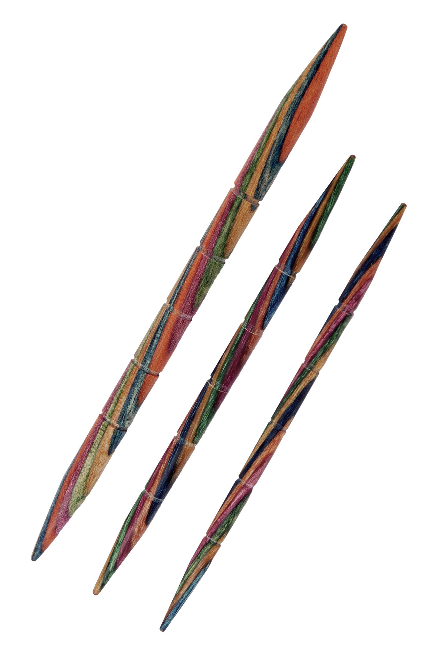 KnitPro Symfonie Wood Cable Needles Set - 3 Pack | Sizes 3.25, 4.00, 5.50mm | Retro Tri-Color 1