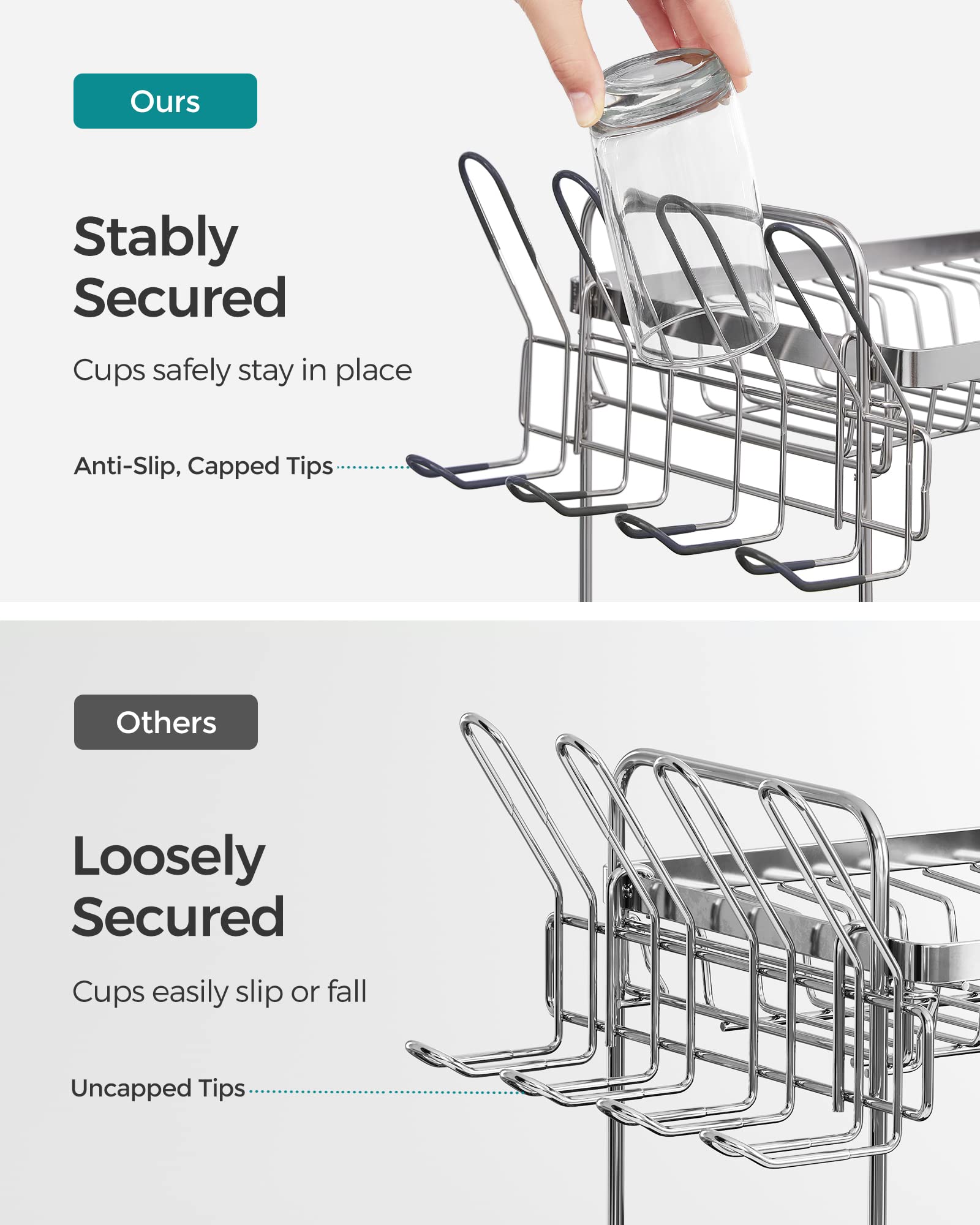 SONGMICS 2-Tier Stainless Steel Dish Drying Rack with Extendable Spout | Rustproof | 32.5 x 58 x 39.6 cm 4
