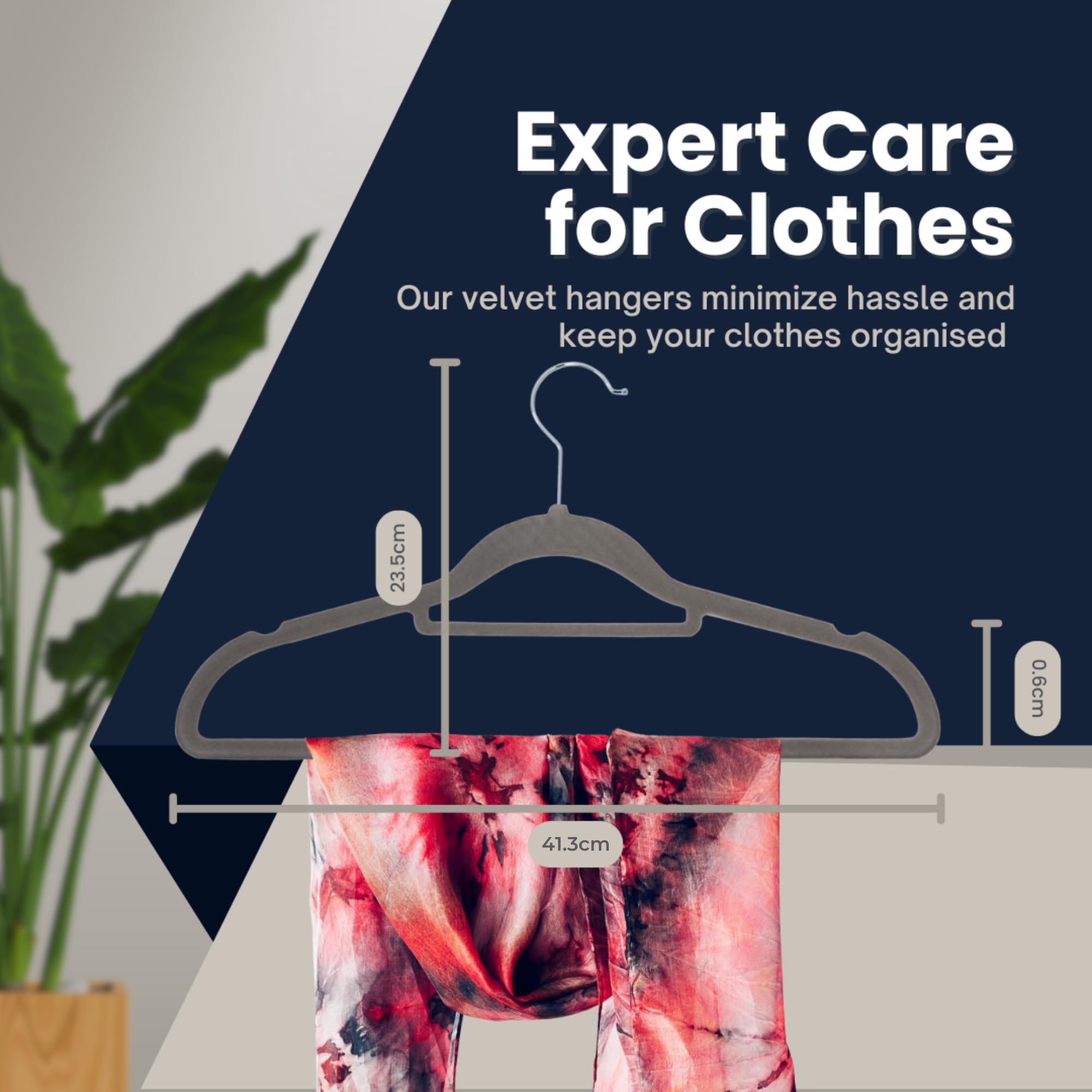 Sasha Morel Velvet Coat Hangers - 20 Pack Space Saving Non-Slip Clothes Hangers | Grey 6