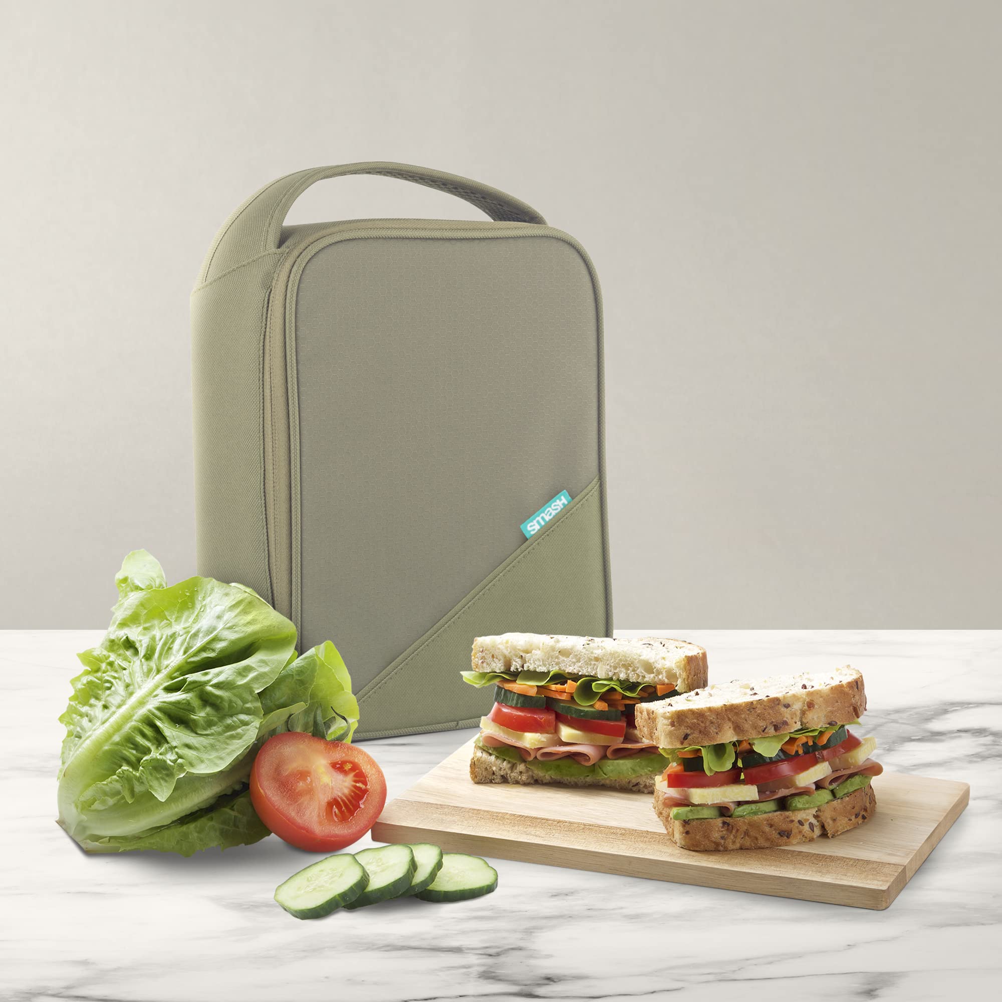 Smash Insulated Lunch Bag - Khaki | High Density Thermal Insulation | Blue IQ Antibacterial Lining 6