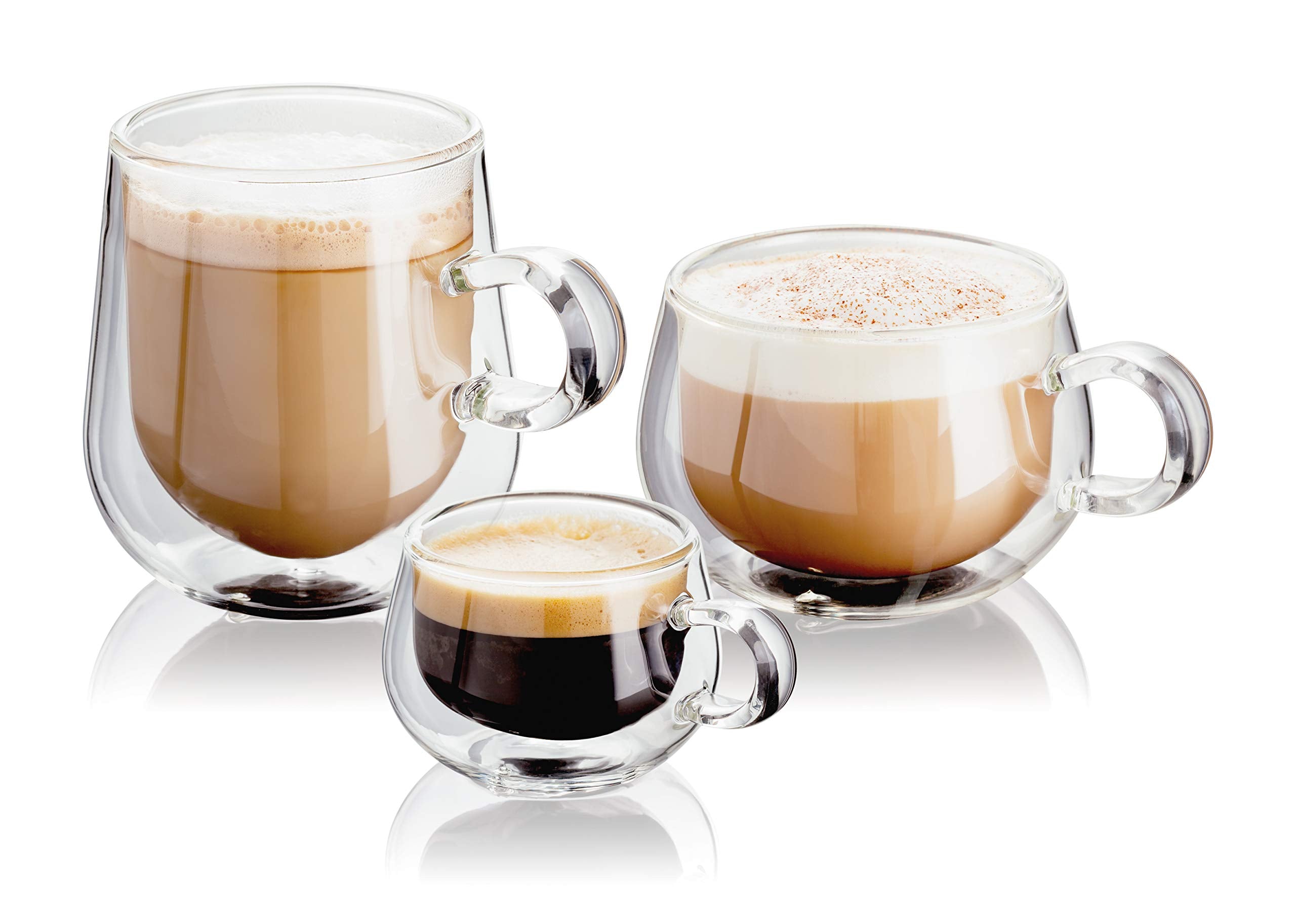 Judge JDG30 Double Walled Glass Coffee Cups with Handle - 225ml, Set of 2, Heat Resistant 6