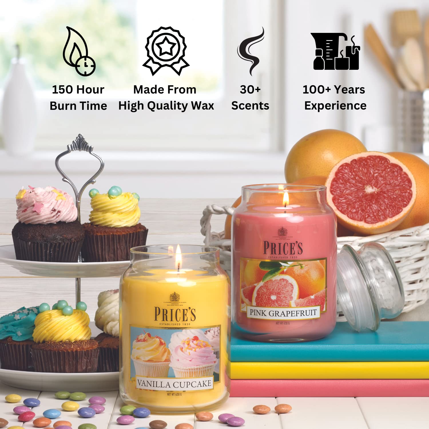 Price's Sicilian Citrus Large Jar Candle - Up to 150 Hour Burn Time | 10cm Diameter 2