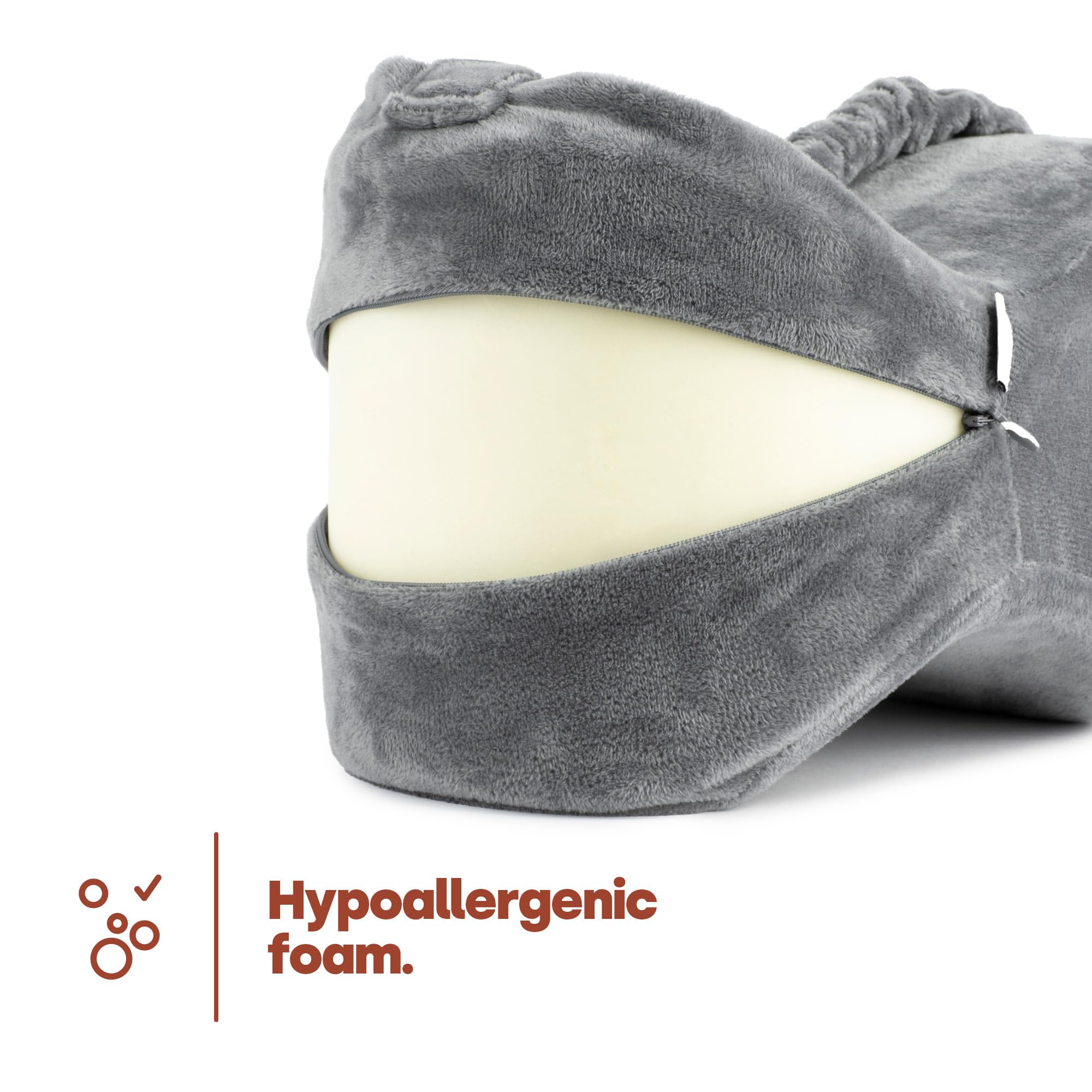 LIVIVO Comfortable Memory Foam Leg Knee Pillow - Orthopaedic Support | Adjustable Strap | Grey 8