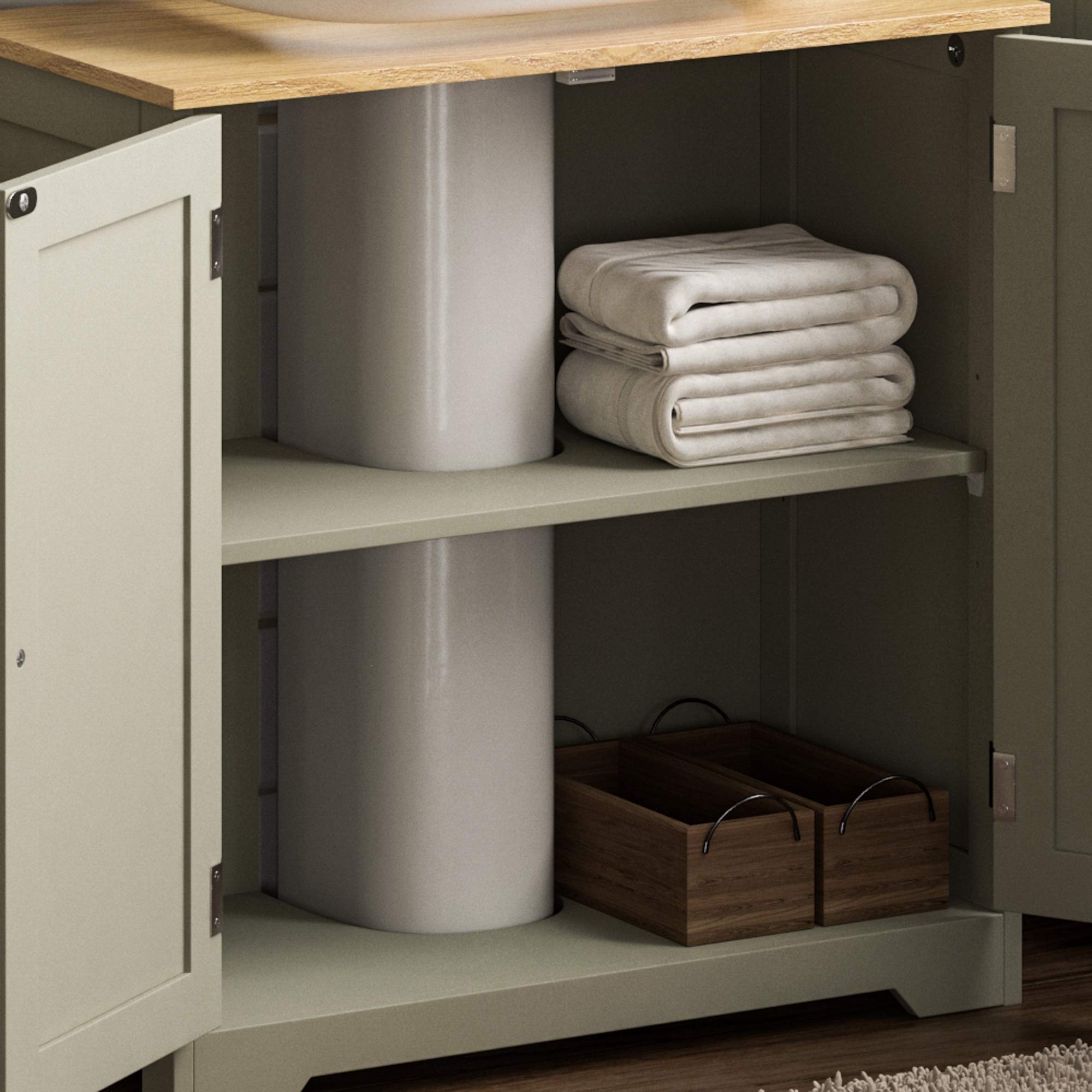 Bath Vida Priano Under Sink Cabinet - Grey & Oak Finish | 60x60x30 cm | Freestanding 6