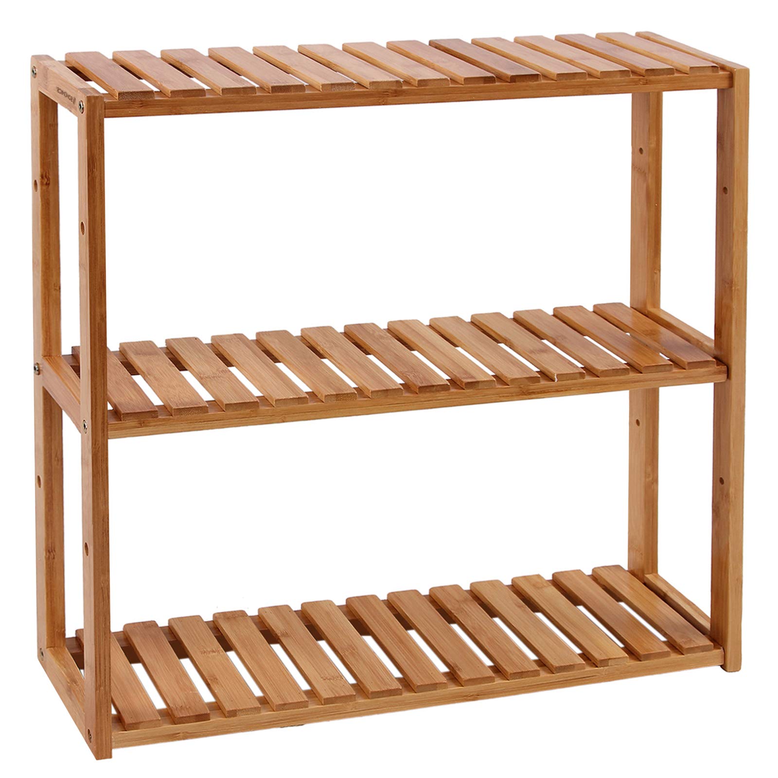 SONGMICS Adjustable Bamboo Standing Shelf Unit - 3 Tiers | Natural Color | 60 x 15 x 54 cm 1