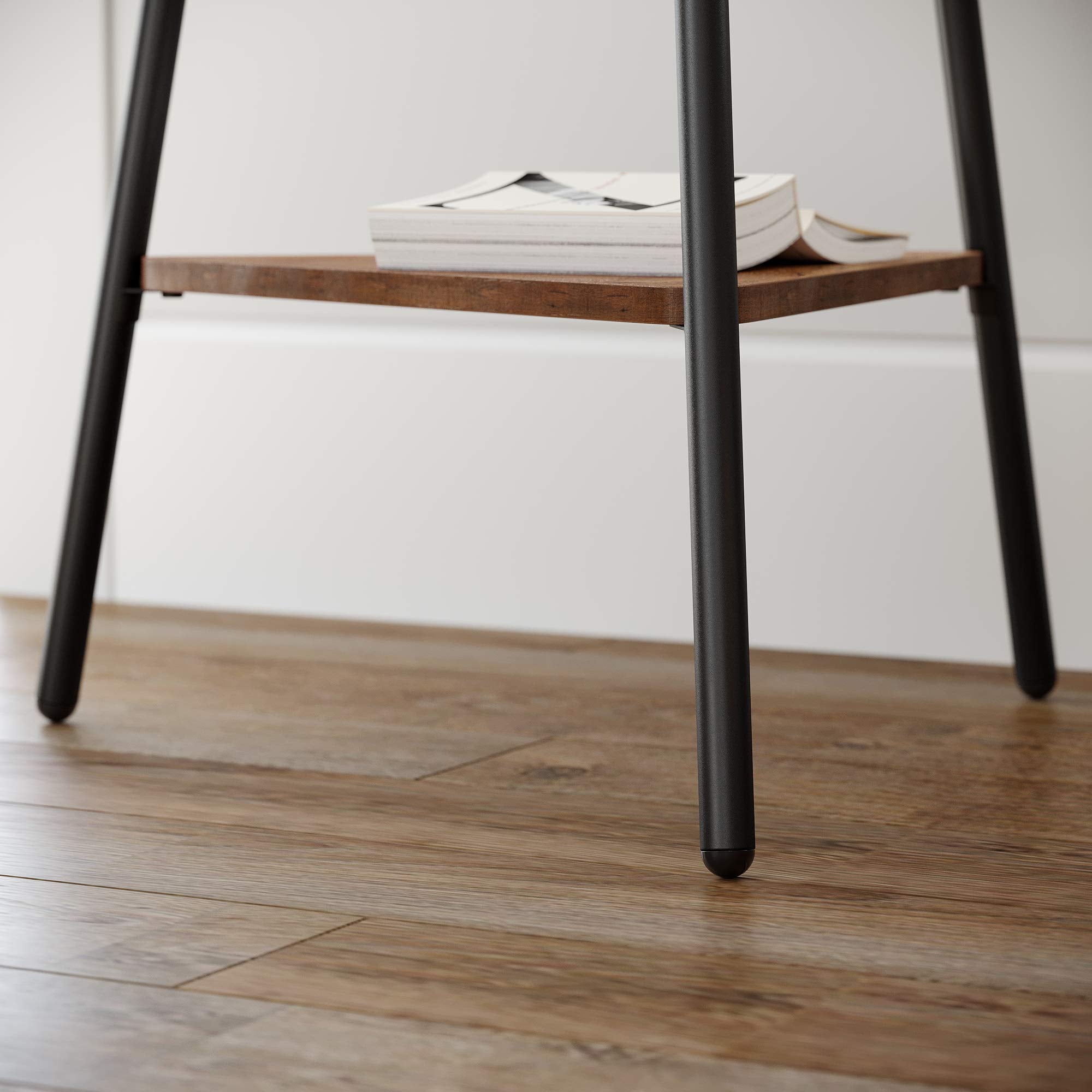 VASAGLE Industrial Style Coat Rack Stand with 6 Hooks and 2 Triangular Shelves | Steel & Fiberboard | 49.5x49.5x179 cm 7