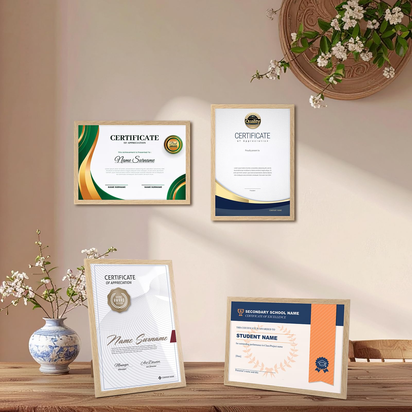 Ditwis A4 Wood Colour Picture Frame for Certificates, Photos, Artwork | Wall or Tabletop Display | 21x29.7 cm 3