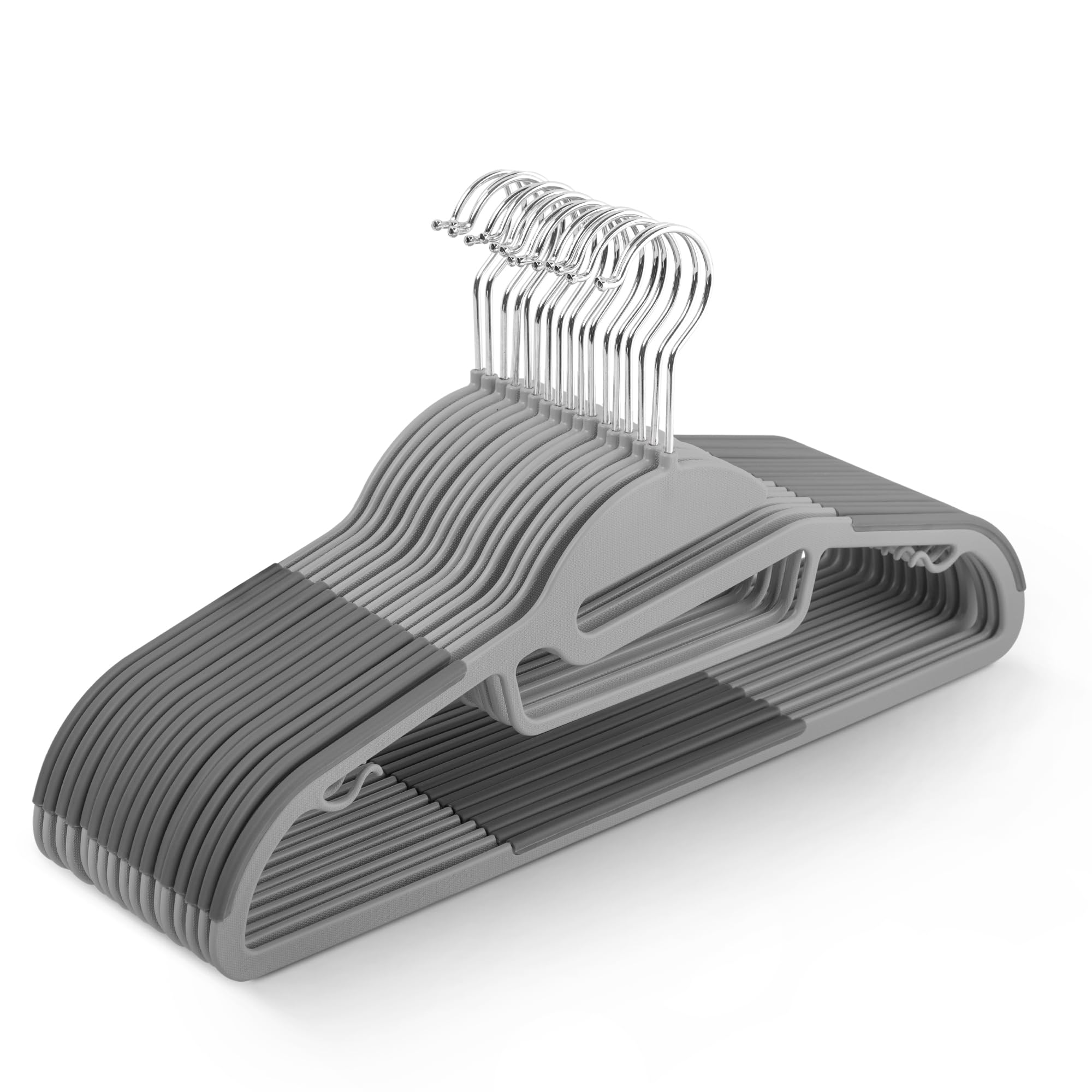 KEPLIN 20-Pack Non-Slip Velvet Hangers - Slimline Space Saving with 360° Swivel Hooks