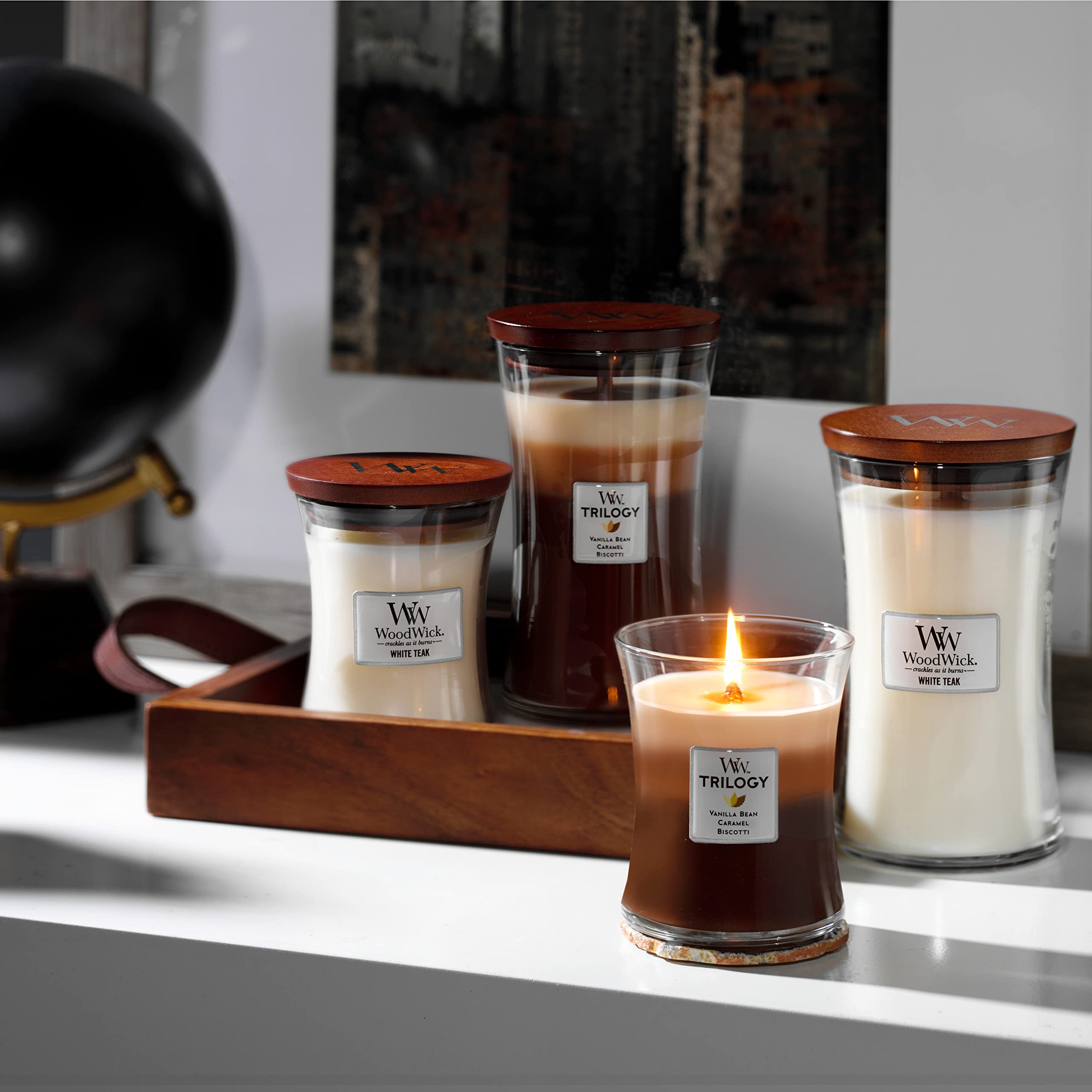 Woodwick Large Hourglass Trilogy Scented Candle - Café Sweets | Crackling Wooden Wick | 130 Hr Burn 8