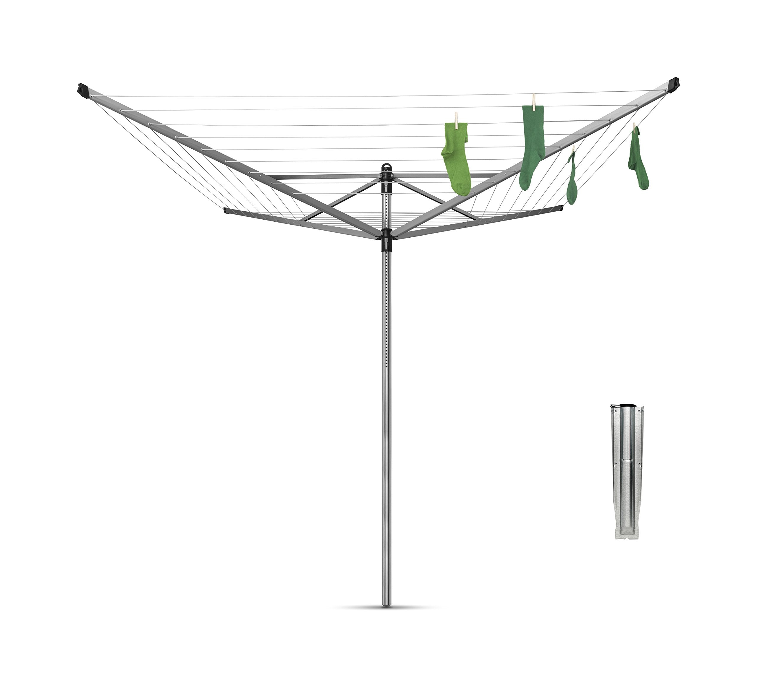 Brabantia Lift-O-Matic Rotary Dryer - 50m Line, Adjustable Height (129-187 cm), Metallic Grey 1