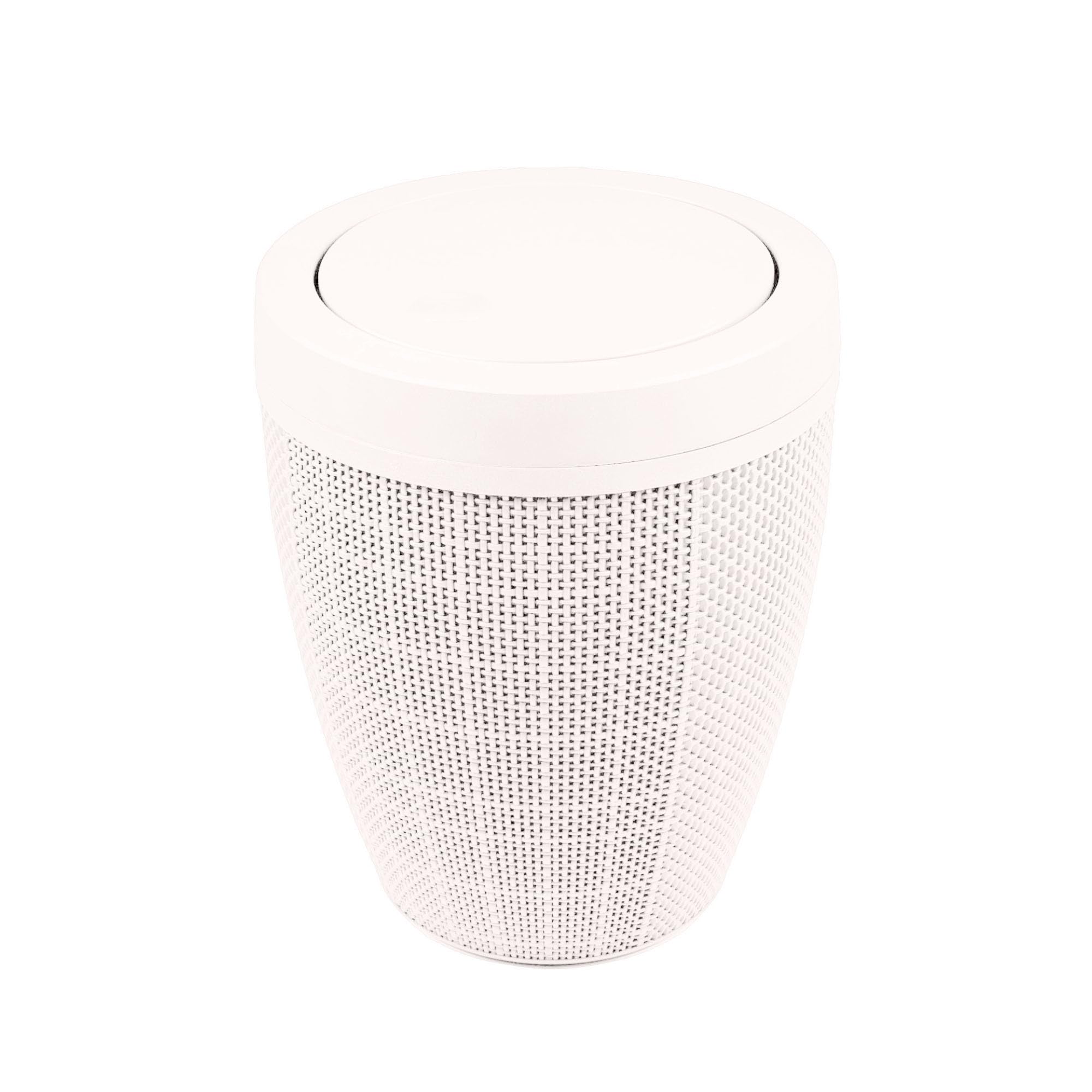 Addis 5L Plastic Bathroom Bin with Swing Lid | Faux Hessian Design | Calico Linen 1