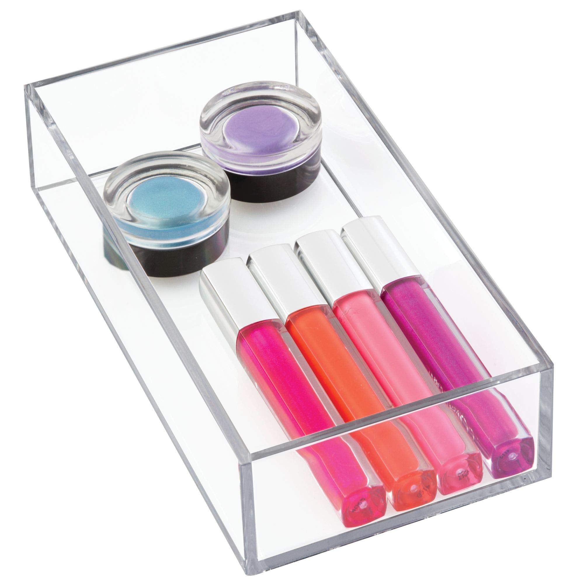 InterDesign Clarity Series Plastic Storage Box - Stackable Organiser for Cosmetics & Office | Clear | 10.1 cm x 20.3 cm 1