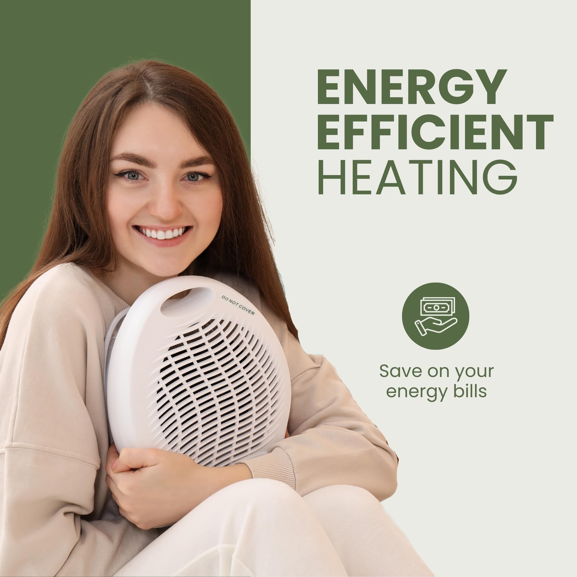 Coselena 2KW Electric Fan Heater with 2 Heat Settings, Adjustable Thermostat, and Frost Watch Protection 4