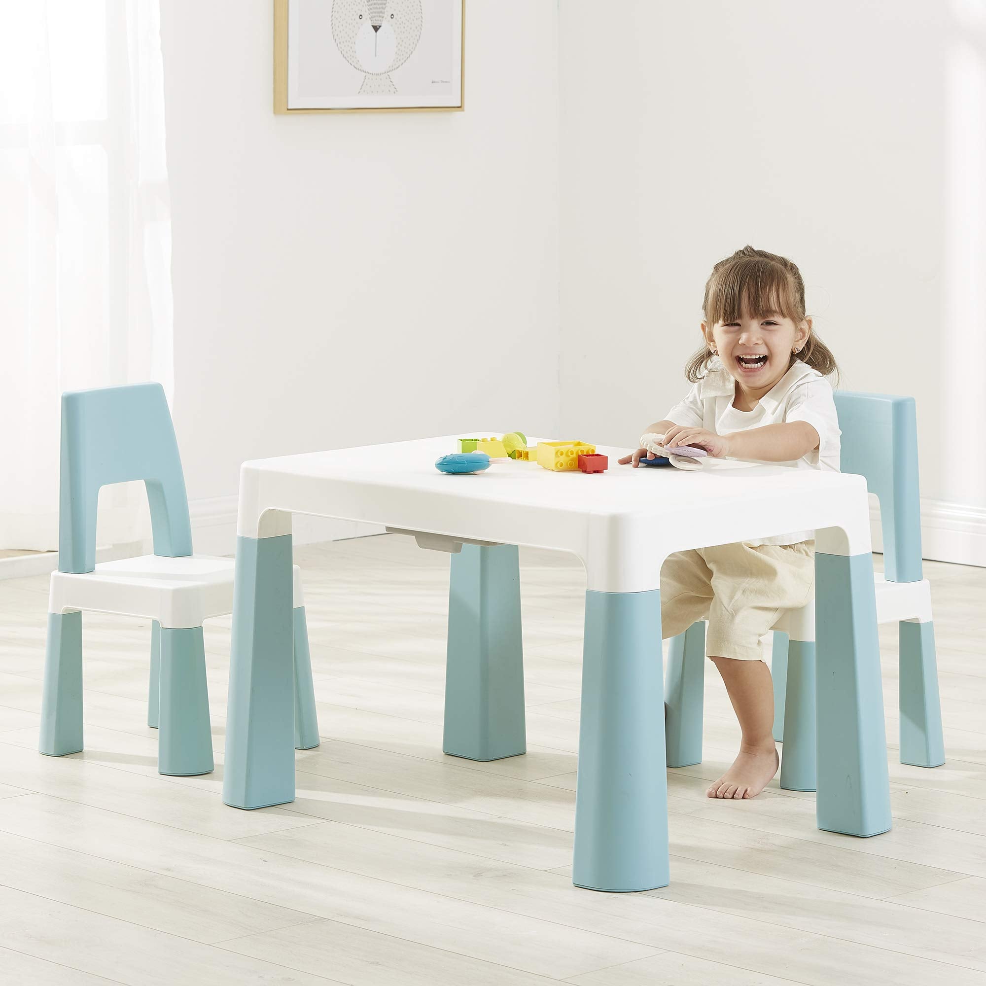 Liberty House Toys Height Adjustable Kids Table and 2 Chairs Set | Ages 2-8 | White/Forest Green 1