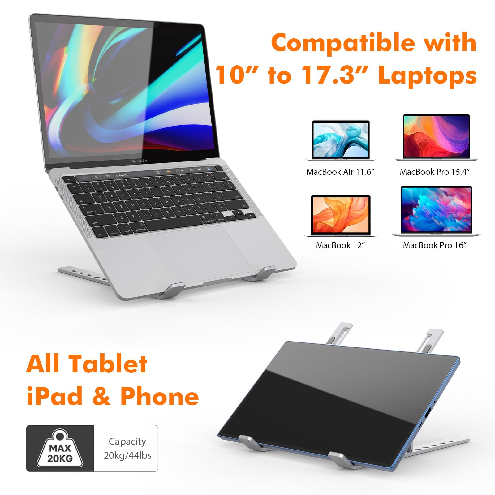GRIFEMA GB1054 Laptop Stand for Desk - Adjustable 6-Level Aluminium Riser | Foldable & Portable 4