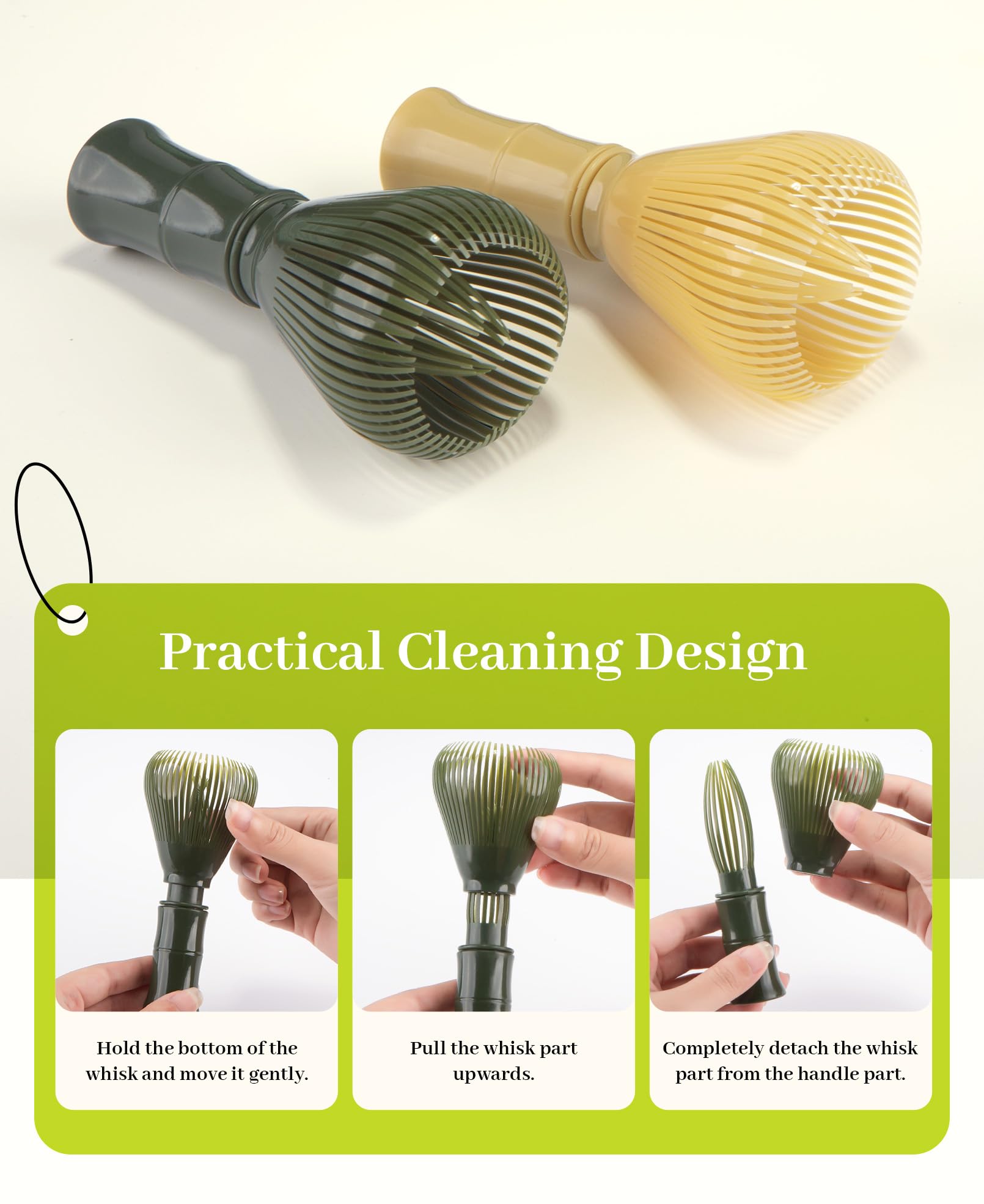 Admygo Premium Green Resin Matcha Whisk - Traditional Japanese Chasen for Authentic Preparation 3