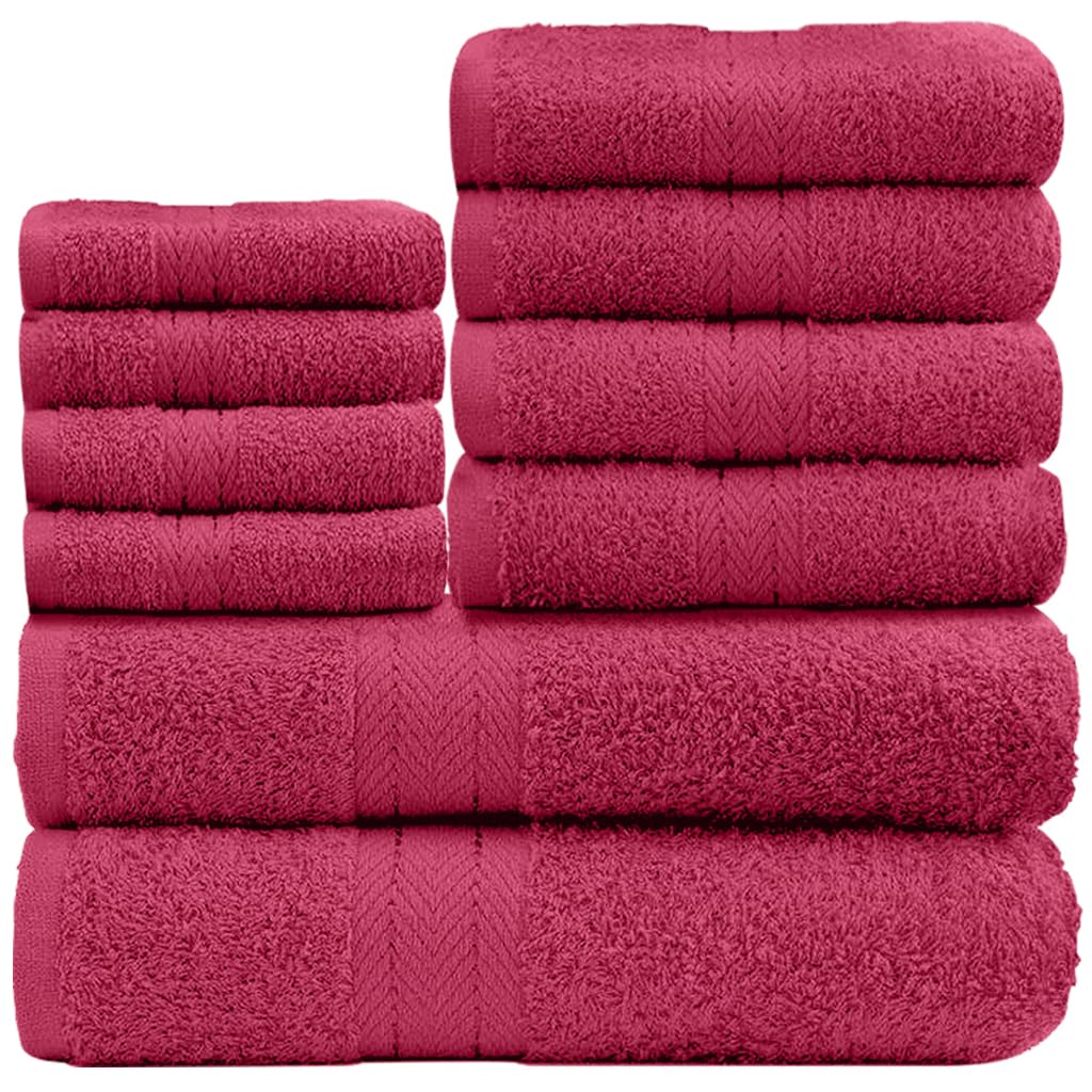 GC GAVENO CAVAILIA 10 Piece Cotton Towel Bale Set | 450 GSM | Deep Red | Quick Drying 1