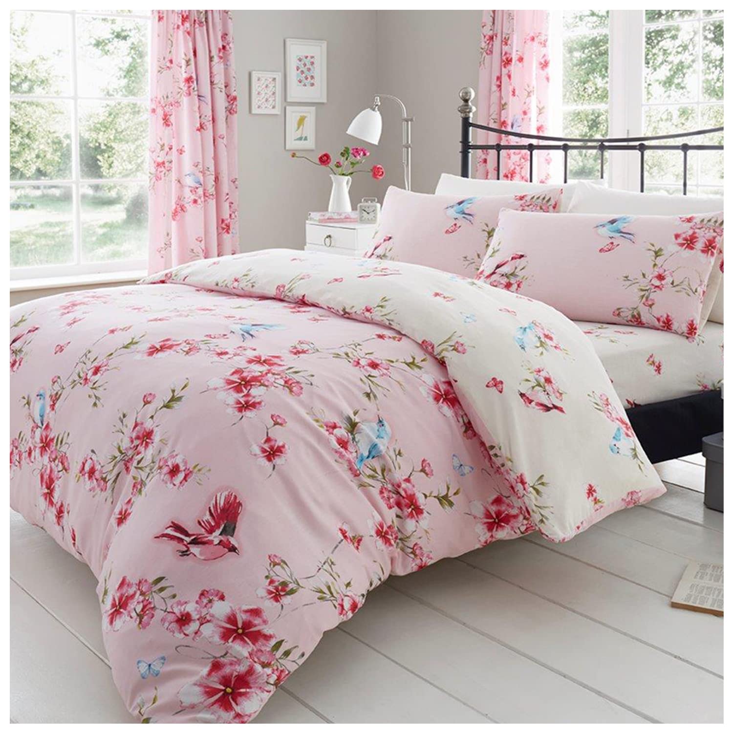 GC GAVENO CAVAILIA Single Duvet Cover Set - Pink Floral Reversible Polyester-Cotton 2 Piece 1