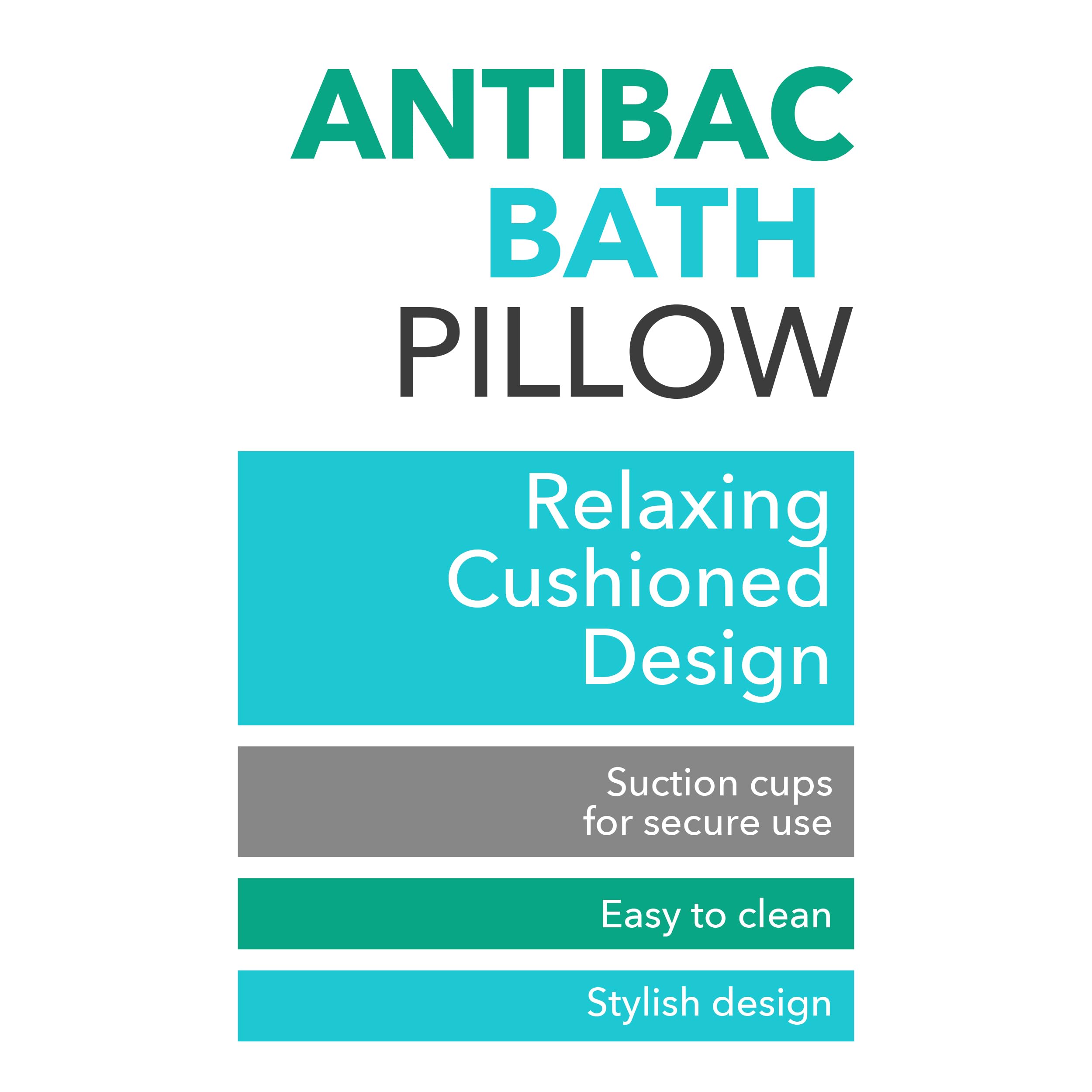 Beldray Anti Bac Bath Pillow - Secure Suction Cups | Cushioned Support | Easy to Clean 2
