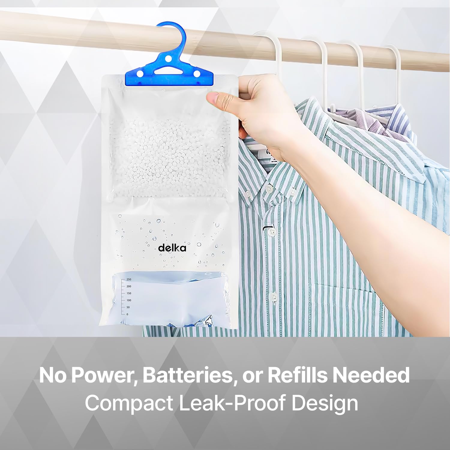 delka Hanging Wardrobe Dehumidifier Bags - 6 Pack | Moisture Absorber for Damp & Odor Control 6