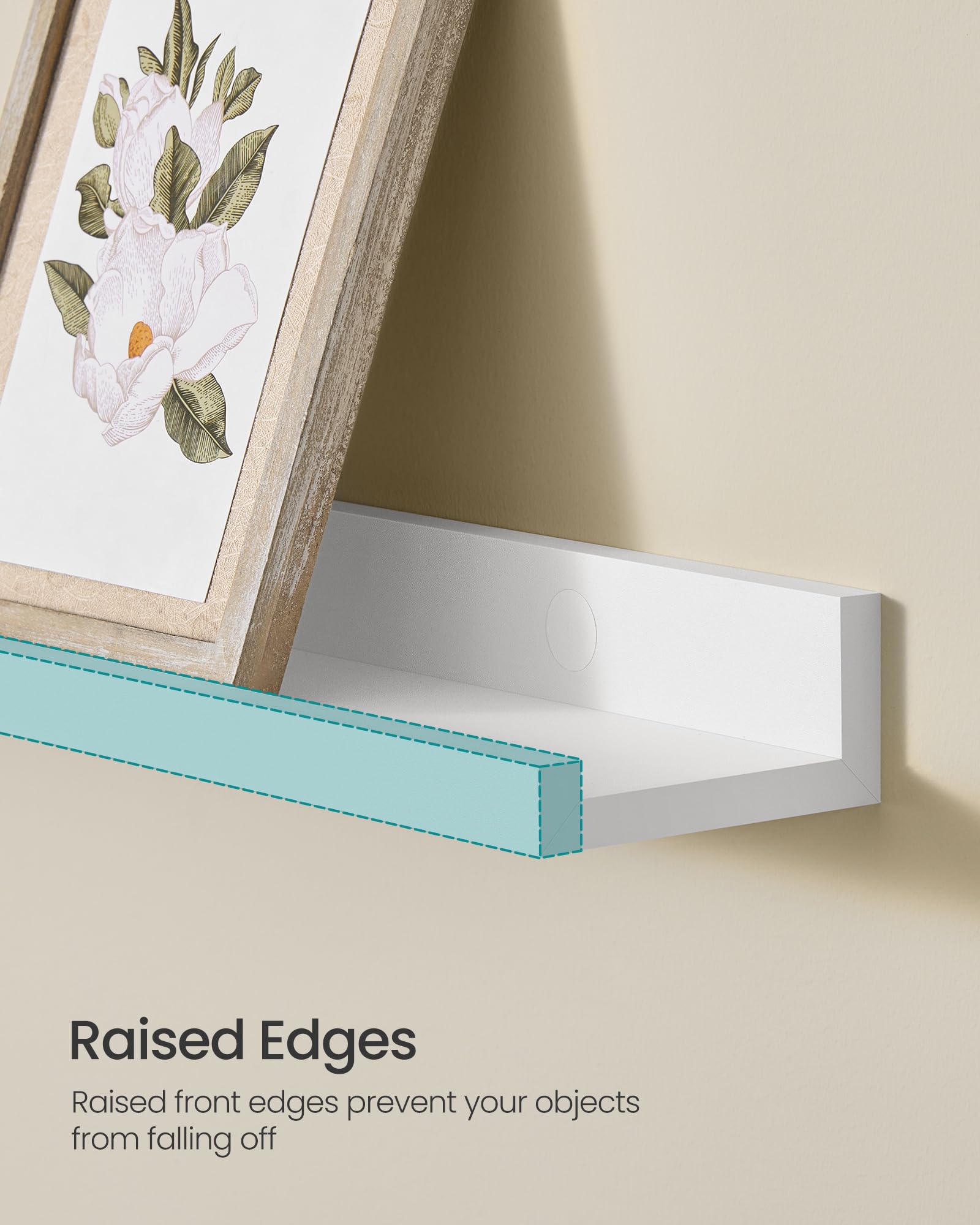 SONGMICS Floating Shelves Set of 2 - High-Gloss White Finish | 80 x 10 cm | MDF 6